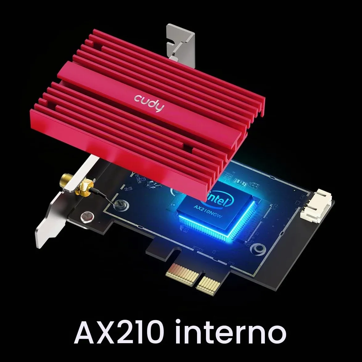 Cudy AX5400 WiFi 6E PCIe Card, Bluetooth 5.2 Adattatore PCIE, AX210, Adattatore Wireless a Banda Tri, Staffa a Basso Profilo, WPA3, Mu-Mimo, Ofma,Windows 11/10 64 Bits, WE4000