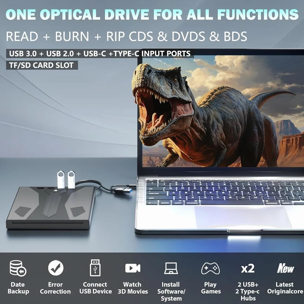 Unità Blu Ray esterna ottica Blu Ray Drive Supporto disco 100G USB 3.0 e lettore DVD/CD/BD di tipo C per PC Laptop Desktop Unità Bluray ottica 3D