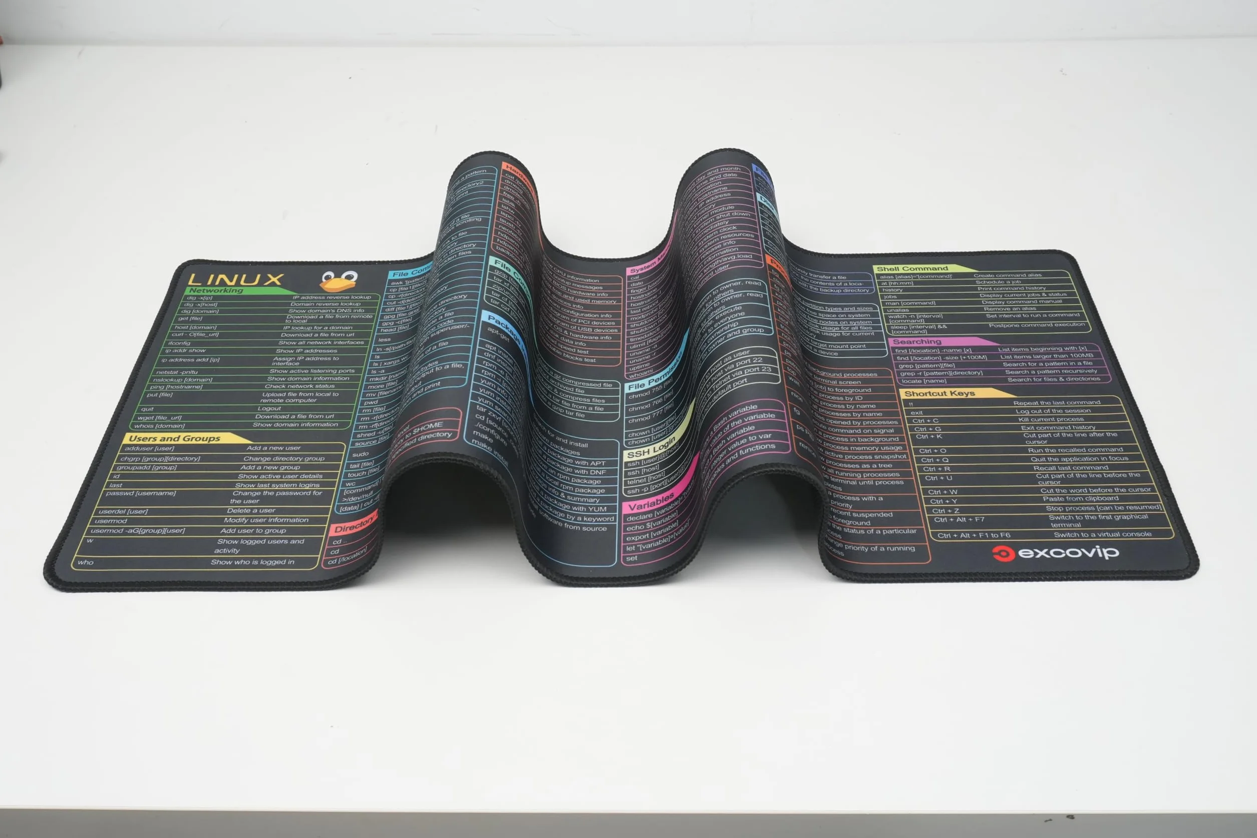 excovip tappetino per mouse con shortcuts, Linux Commands Line - Tappetino per mouse esteso, grande, con scorciatoie per Kali/Red Hat/Ubuntu, Tasti di scelta rapida, Mouse Pad 80X30cm