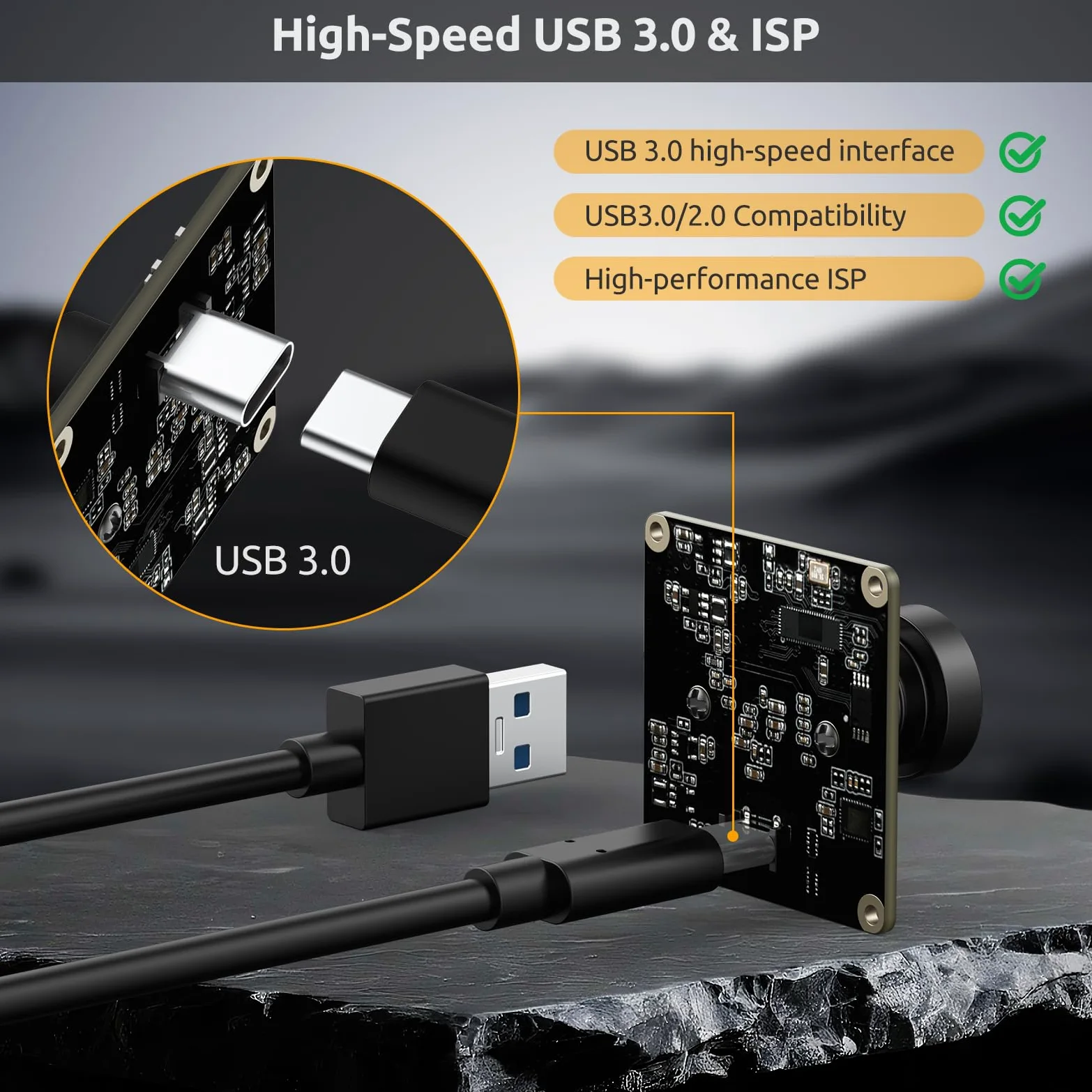 innomaker Modulo Camera USB 3.0 UVC con Sensore IMX415, 4K@30FPS & 1080P@60FPS, Plug and Play per Windows/Linux/Mac/Android/Raspberry Pi/Jetson Nano/ARM Boards
