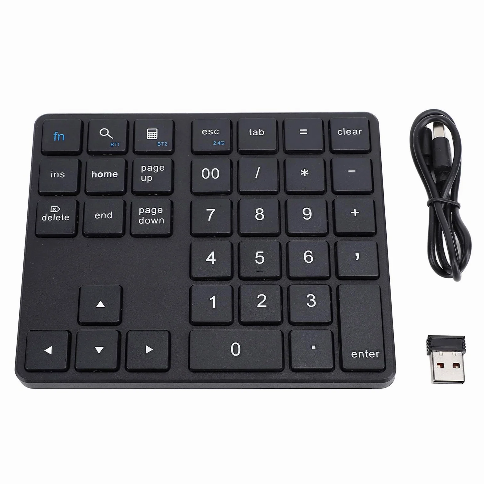 Garsent Tastierino Numerico Bluetooth per Laptop, Tastierino Numerico Cordless, Tastierino Numerico Ricaricabile USB a 35 Tasti, Tastierino Numerico Esterno per Laptop PC Notebook (BLACK)