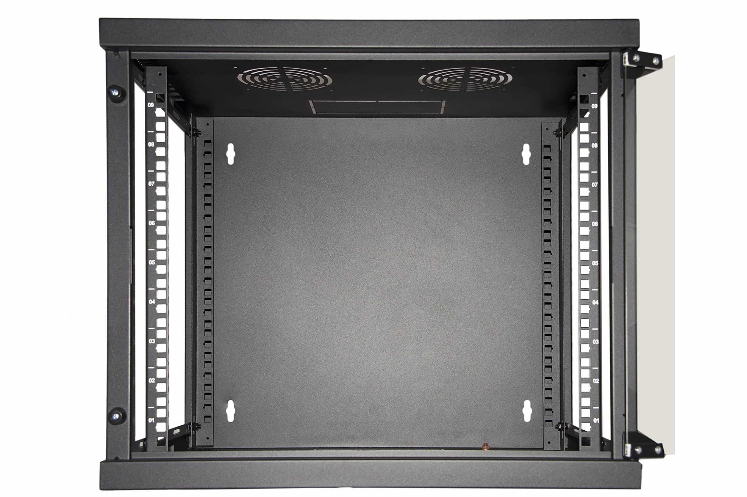 LINK LK1909UN armadio rack 19" 9 unità da muro per reti con fianchi apribili e porta in vetro temprato nero dimensioni 54x45x48,5 cm capacità di carico 50 kg include kit montaggio