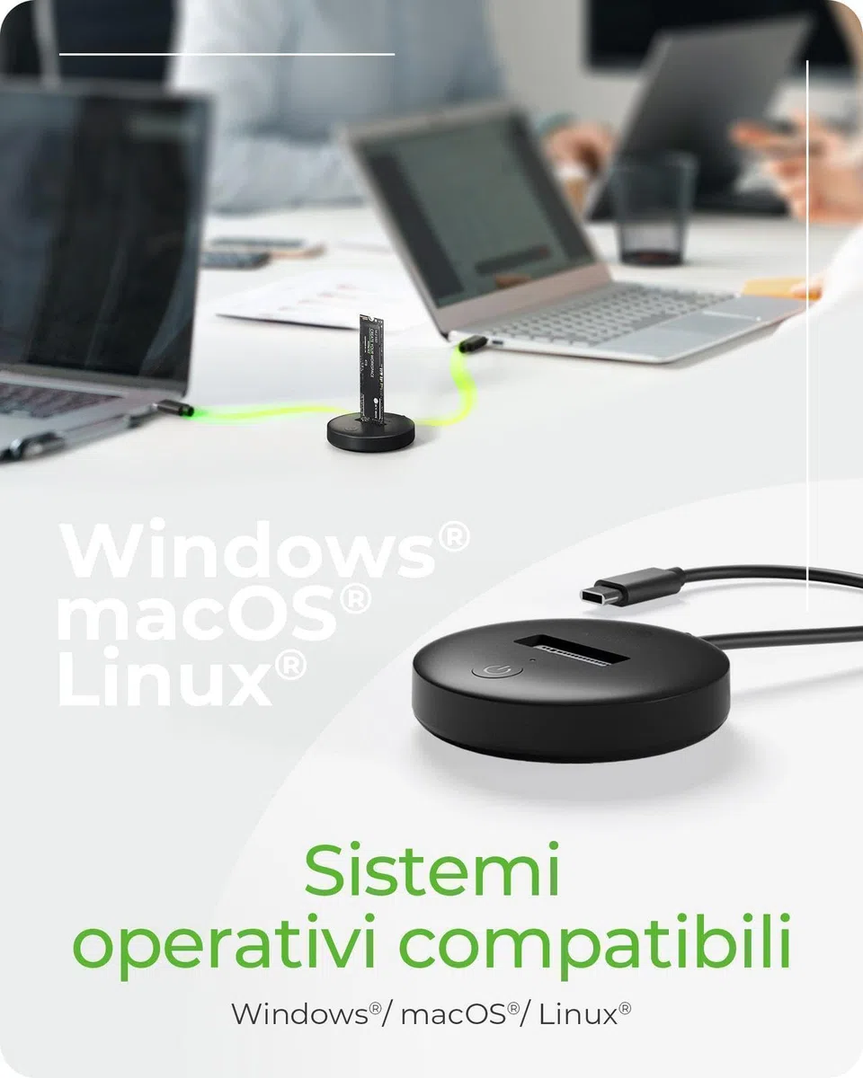 ICY Box DockingStation NVMe & SATA M.2 SSD, USB-C 3.1 Gen 2, 10 Gbps, senza attrezzi, IB-1610MCD-C31