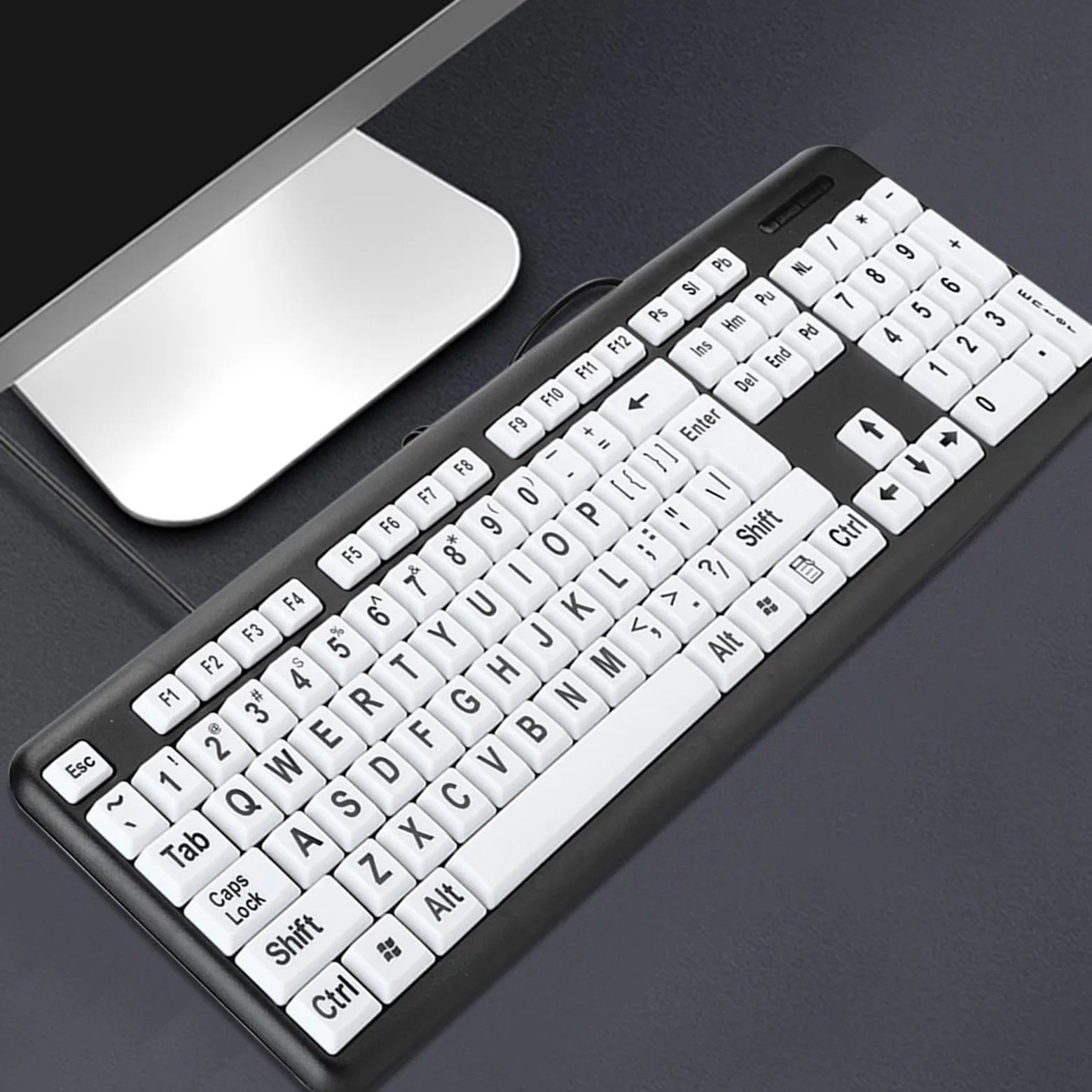Tastiera per Anziani, Tastiera per Computer con Stampa di Grandi Dimensioni, Cablata USB con Lettera di Stampa Grande Dimensioni Standard Standard per Persone Anziane (BLACK)