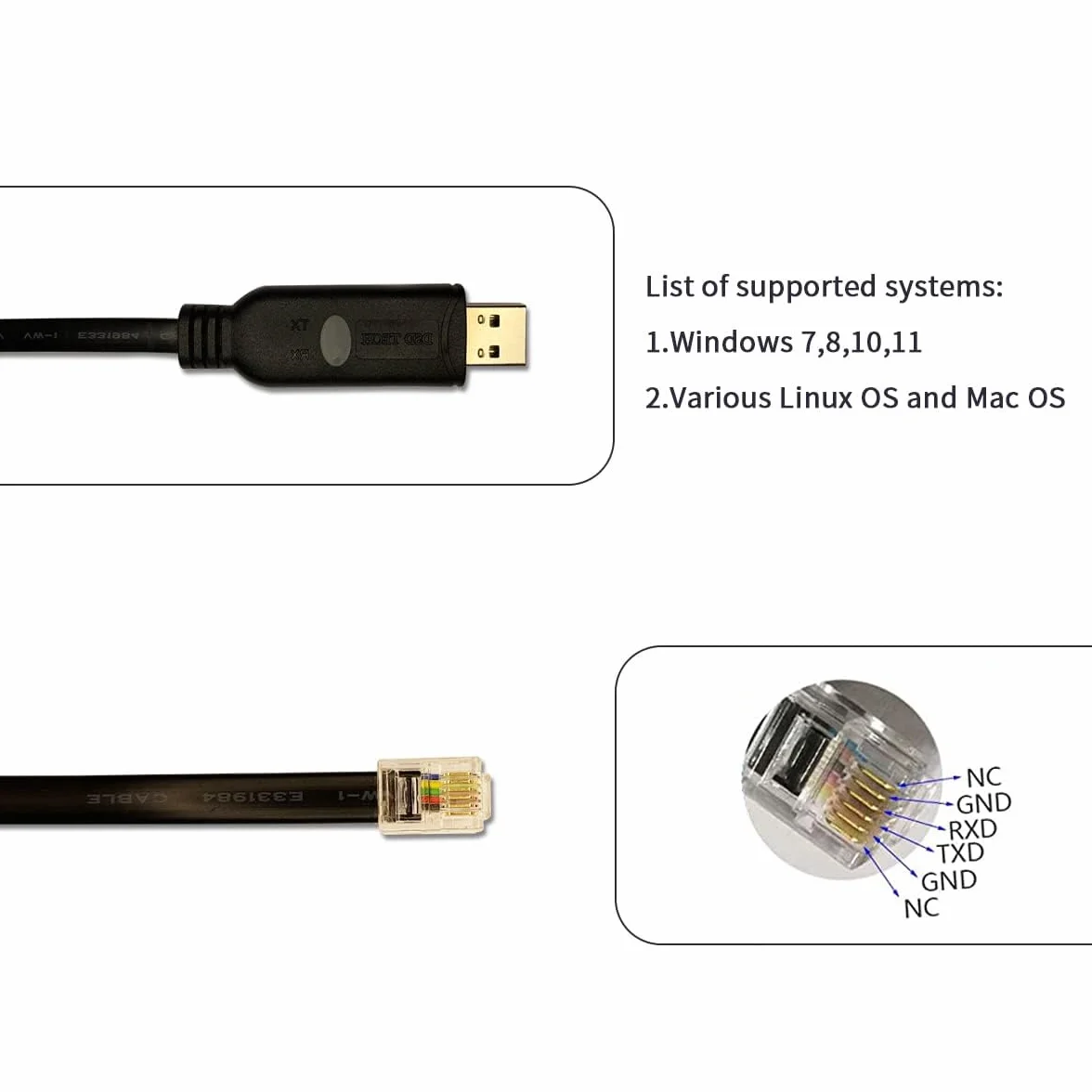 DSD TECH SH-RJ12C Cavo seriale USB a RJ12 6P4C RS232 per PDU APC ATS 1.8M