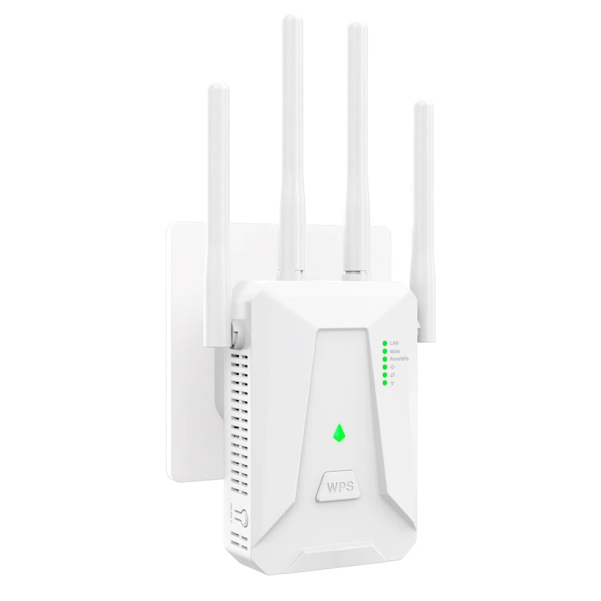 Ripetitore WiFi Potente per Casa, WiFi Extender 300Mbps, 2.4GHz Velocità Single Band, 4 Antenne, 2 porte LAN, Compatibile con tutti i box Internet con porta Ethernet, Bianco