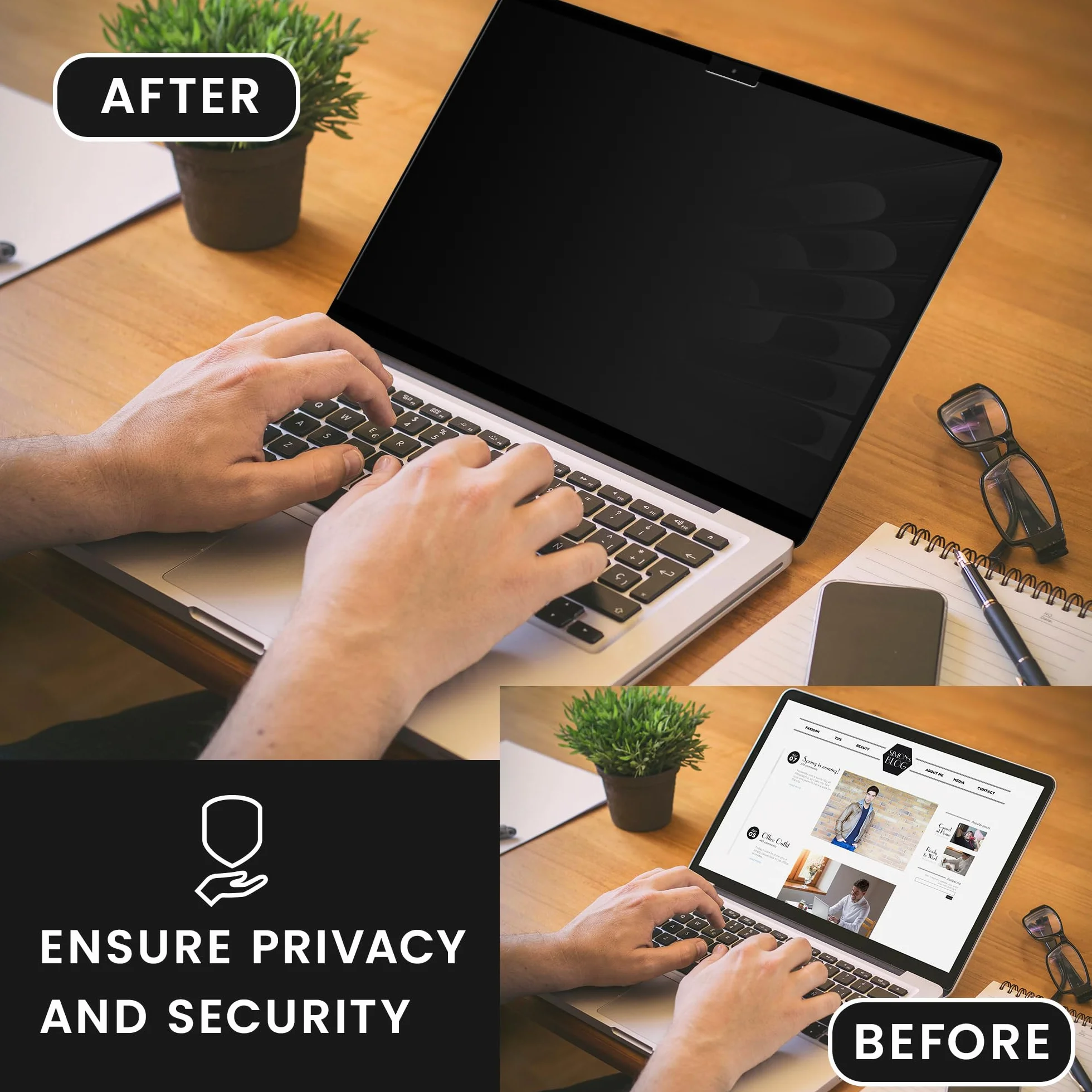 kwmobile Pellicola Privacy per Apple MacBook Pro 14 M5 2026 A3426 - Privacy Screen per Laptop - Filtro Schermo Protettivo Rimovibile e da Viaggio - Filtro Anti Luce Blu Magnetico