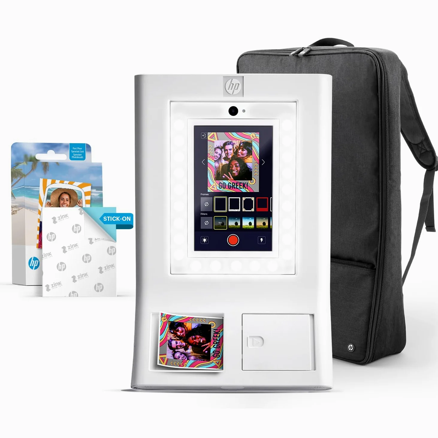 HP Sprocket Macchina per Cabina Fotografica Stampante Fotografica a Colori Istantanea (Bianca) Pacchetto Iniziale + Carta Zink (100 Fogli) + Custodia Imbottita