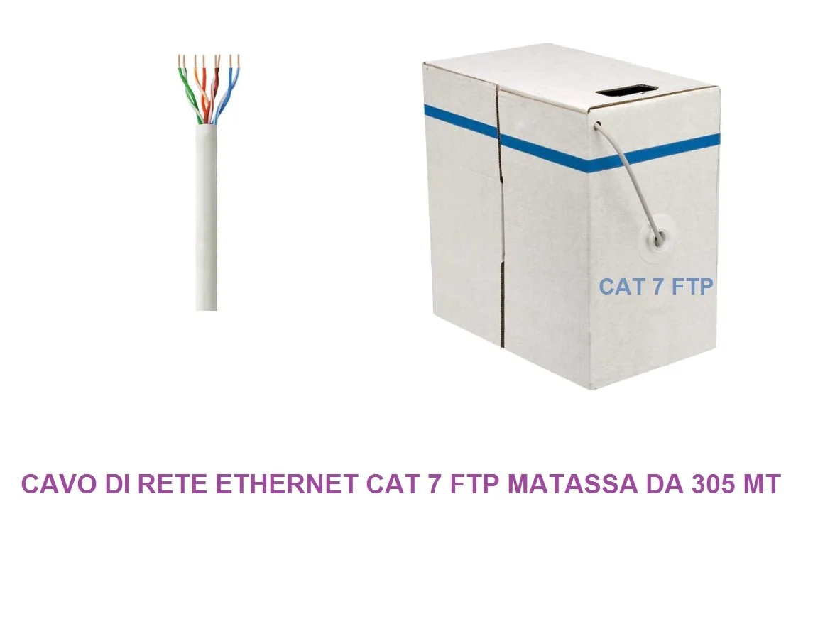Mysmartshop MATASSA 305 MT Metri Cavo di Rete FTP Cat 7 LAN ETHERNET M Bobina Internet ADSL Plug MODEM ROUTER Access Point REAPETER