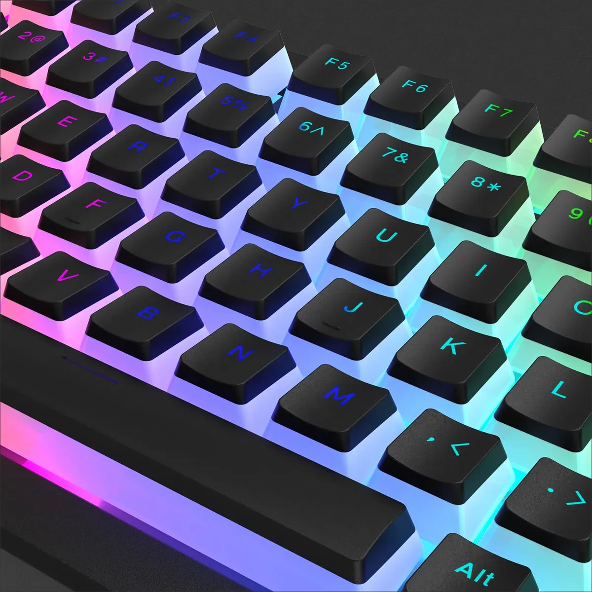 Womier Pudding Keycaps - Set di tasti PBT 165, Shine Through, profilo OEM, compatibilità universale per tastiere 100%, 75%, 65%, 60%, nero
