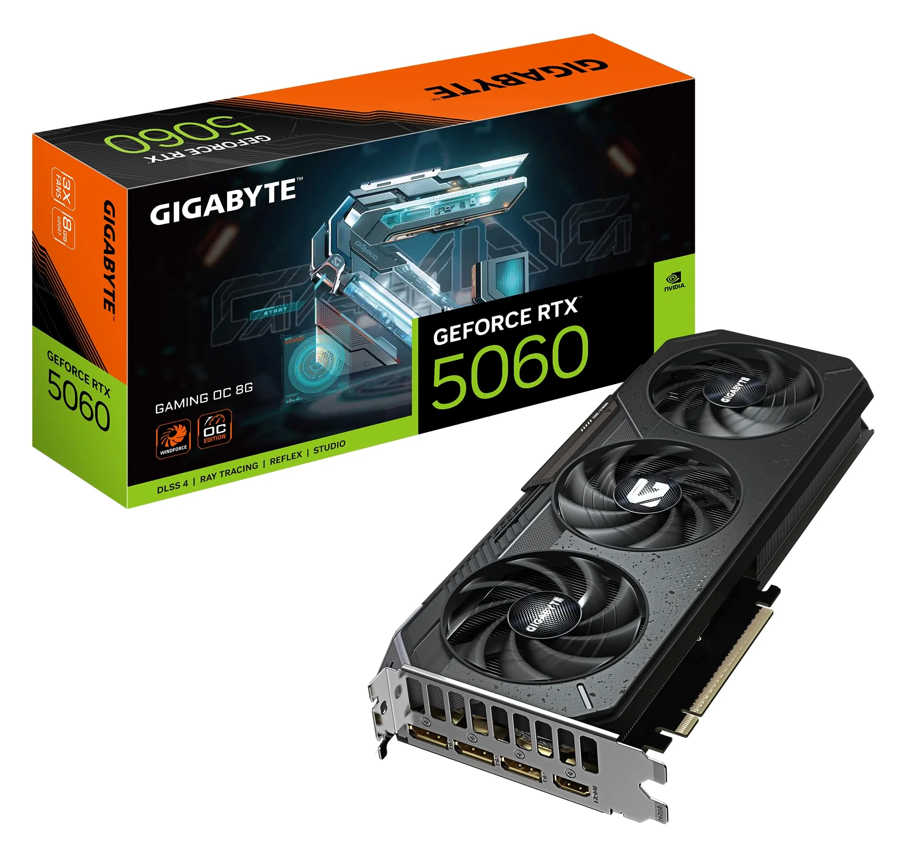 Gigabyte GeForce RTX 5060 GAMING OC 8G Scheda Grafica - 8GB GDDR7, 128bit, PCI-E 5.0, 2595 MHz Frequenza core, 3 x DisplayPort, 1 x HDMI, GV-N5060GAMING OC-8GD