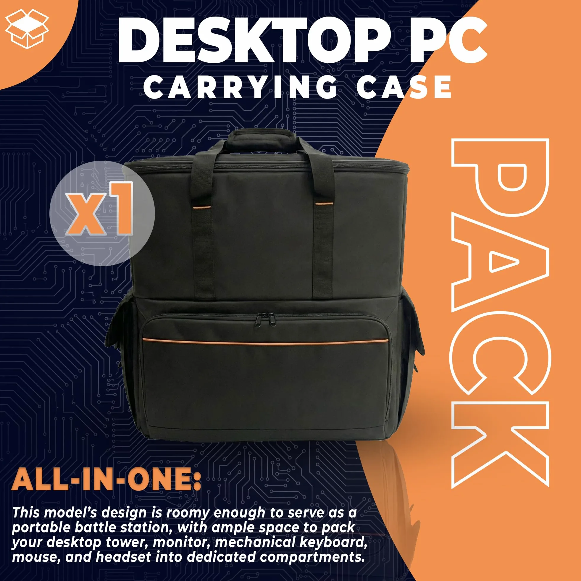 DOJA Barcelona Borsa Computer Trasporto PC Desktop - Cinturino Regolabile - Borsa Porta PC Fisso Imbottita per Trasporto Sicuro, Spazio Ampio per Torre e Periferiche, Custodia per Computer Desktop