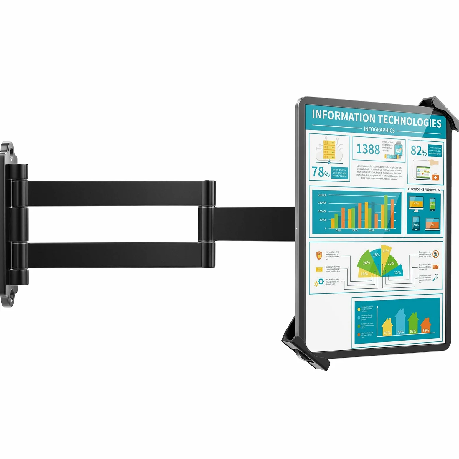 AboveTEK Supporto da Parete per Tablet/iPad/Ardesia/Fuoco da 7 a 11 Pollici, Porta per Tablet con Serratura di Sicurezza Antifurto e Chiave, Supporto Snodato Regolabile con Braccio Lungo(Nero)