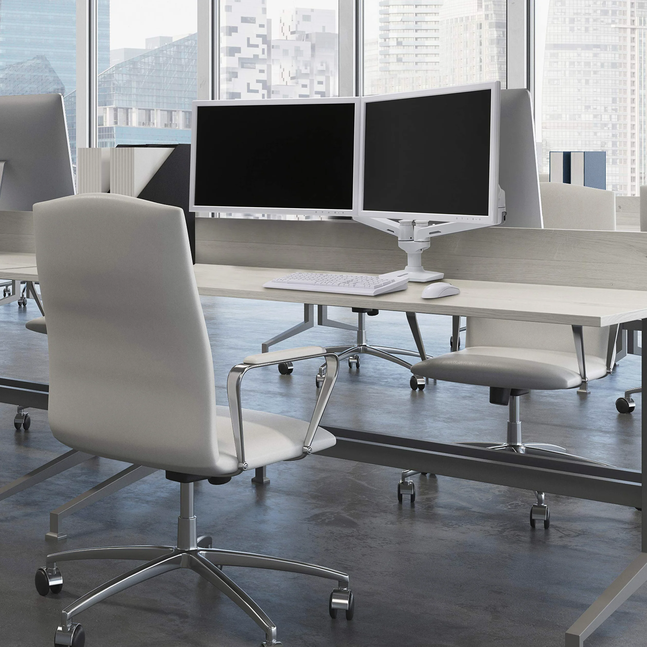 Ergotron - Braccio per doppio monitor LX, supporto da scrivania VESA - per due monitor fino a 27 pollice, 3,2-9,1kg ciascuno - Bianco (45-491-216)