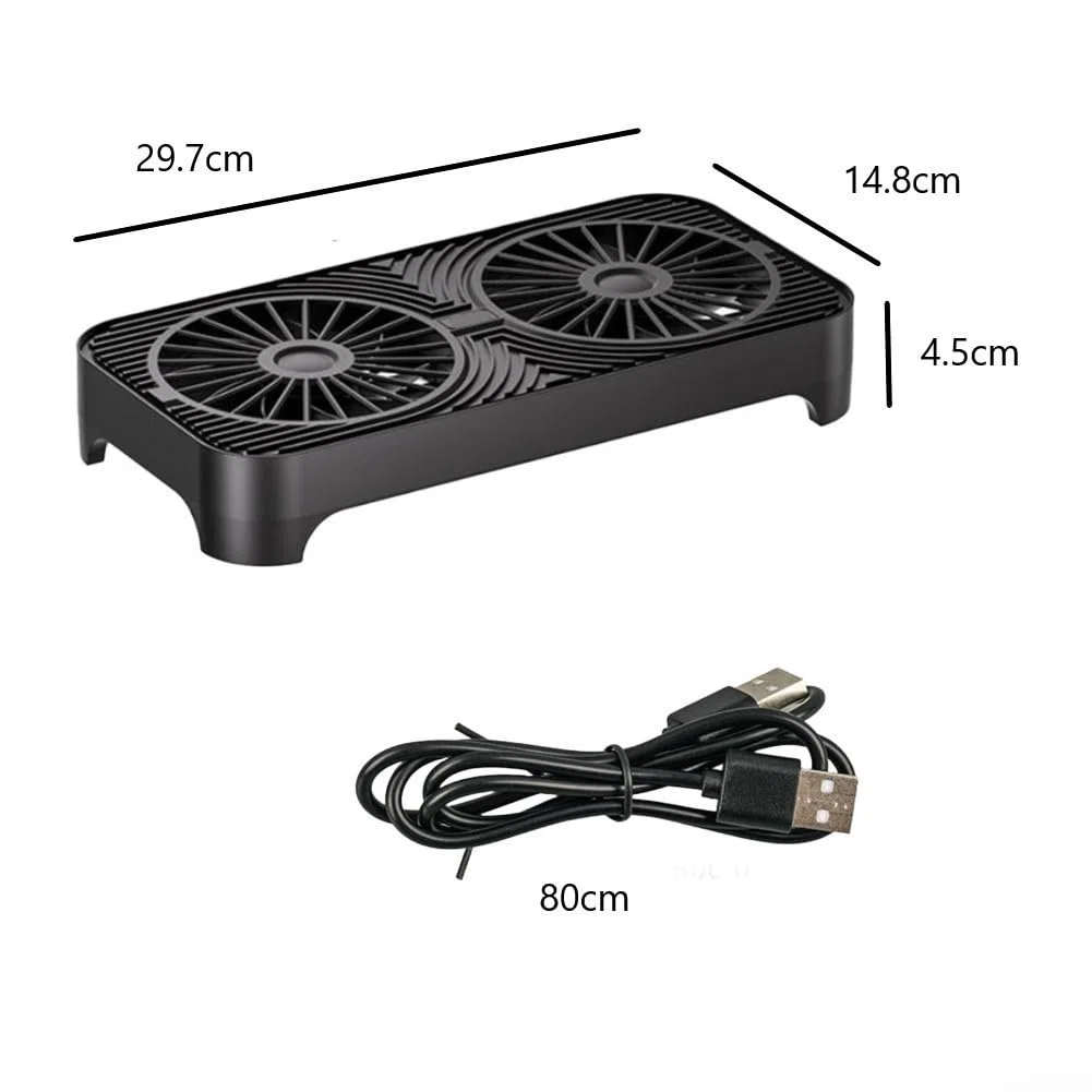 Base di raffreddamento a doppia ventola, ventole silenziose da 140 mm per router, modem e mini PC, supporto di raffreddamento ammortizzante, nero