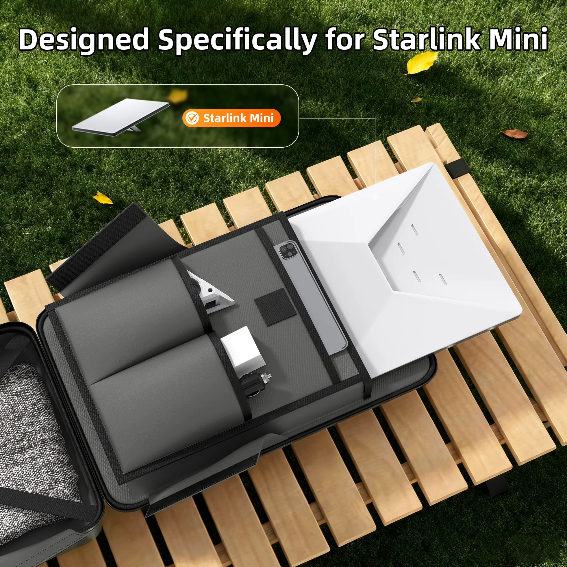 Joinfworld Starlink MINI Zaino Impermeabile con Porta di Ricarica USB,Starlink Mini Case per Cavi di Alimentazione, Adattatore Batteria e Altro con Blocco TSA, Antifurto