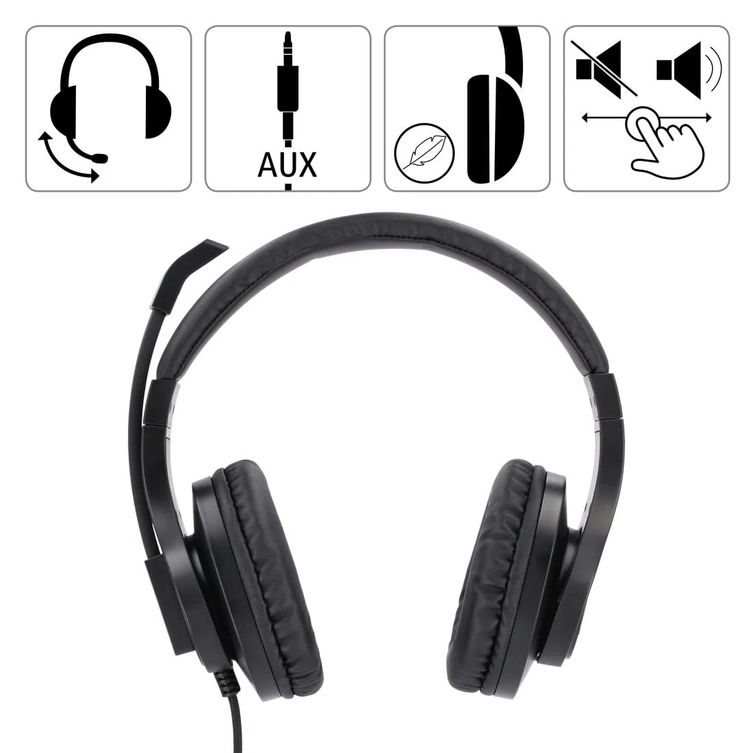 Hama Cuffie per PC Over Ear con microfono (cuffie con regolazione del volume e braccio microfono regolabile, per videoconferenze, home office, call center, eLearning, 2 connettori jack da 3,5 mm) nero