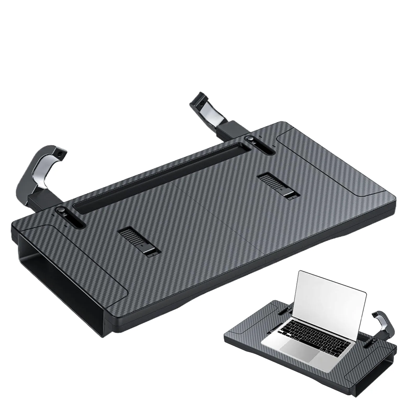Scrivania da Volante per Computer Portatile Multifunzione a Bloccaggio con | Supporto per Computer da Auto per Snack, Bevande, Tablet, Videoconferenze, Pasti, Lavoro, Scrittura