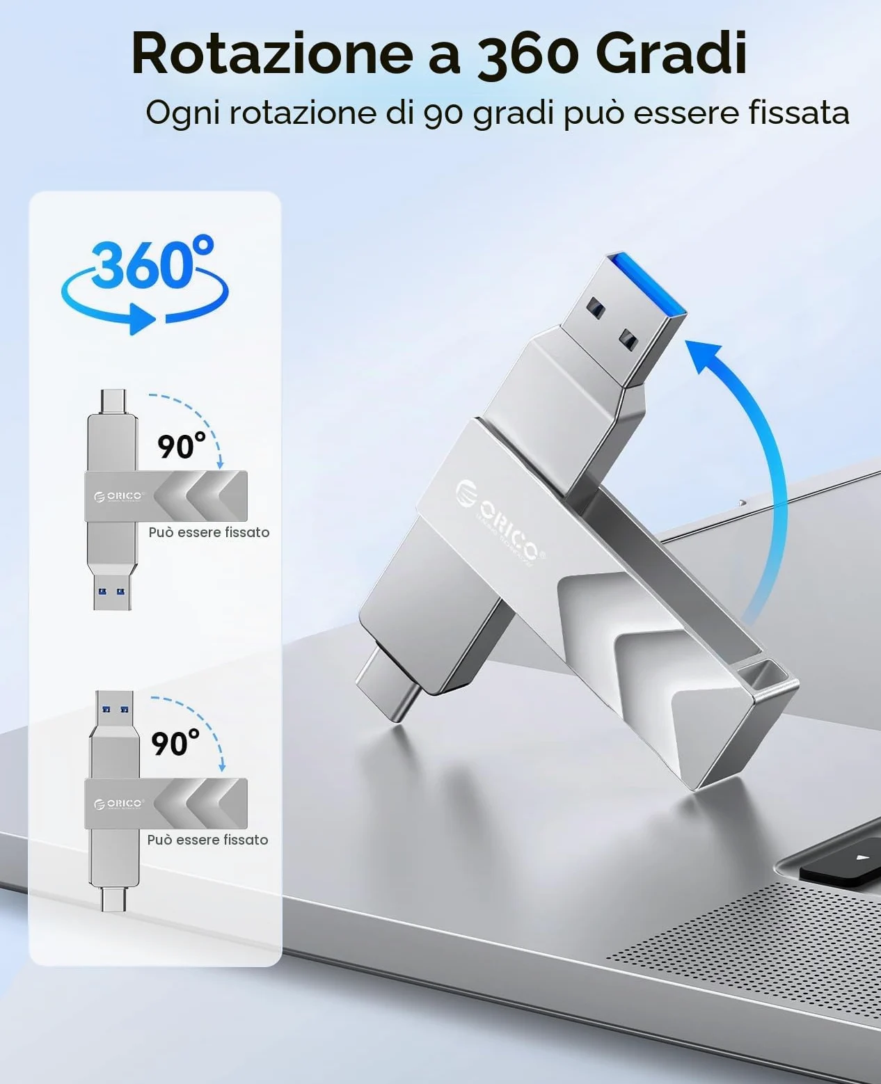 ORICO 512GB Esterno SSD fino a 1050MB/s, USB 3.2 Gen 2 Unità a Stato Solido Esterne, Hard Disk Esterno SSD per iPhone 16 Series, iPhone 15 Series, Smartphone di tipo C, Mac, Veicolo G202