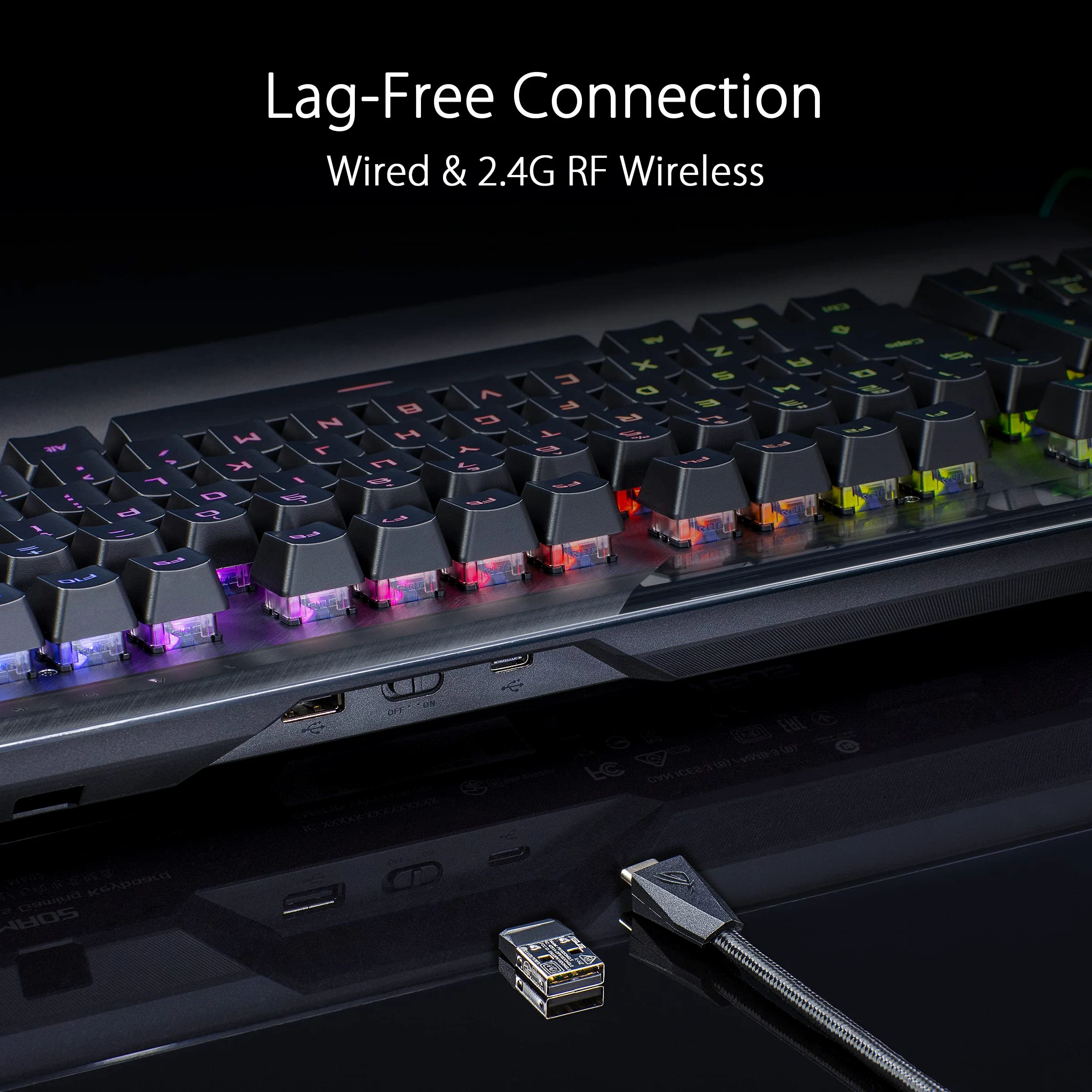 ASUS ROG CLAYMORE II tastiera Gaming Wireless a RF + USB Nero (ROG CLAYMORE WIRELESS RGB KEYBOARD) - Versione UK
