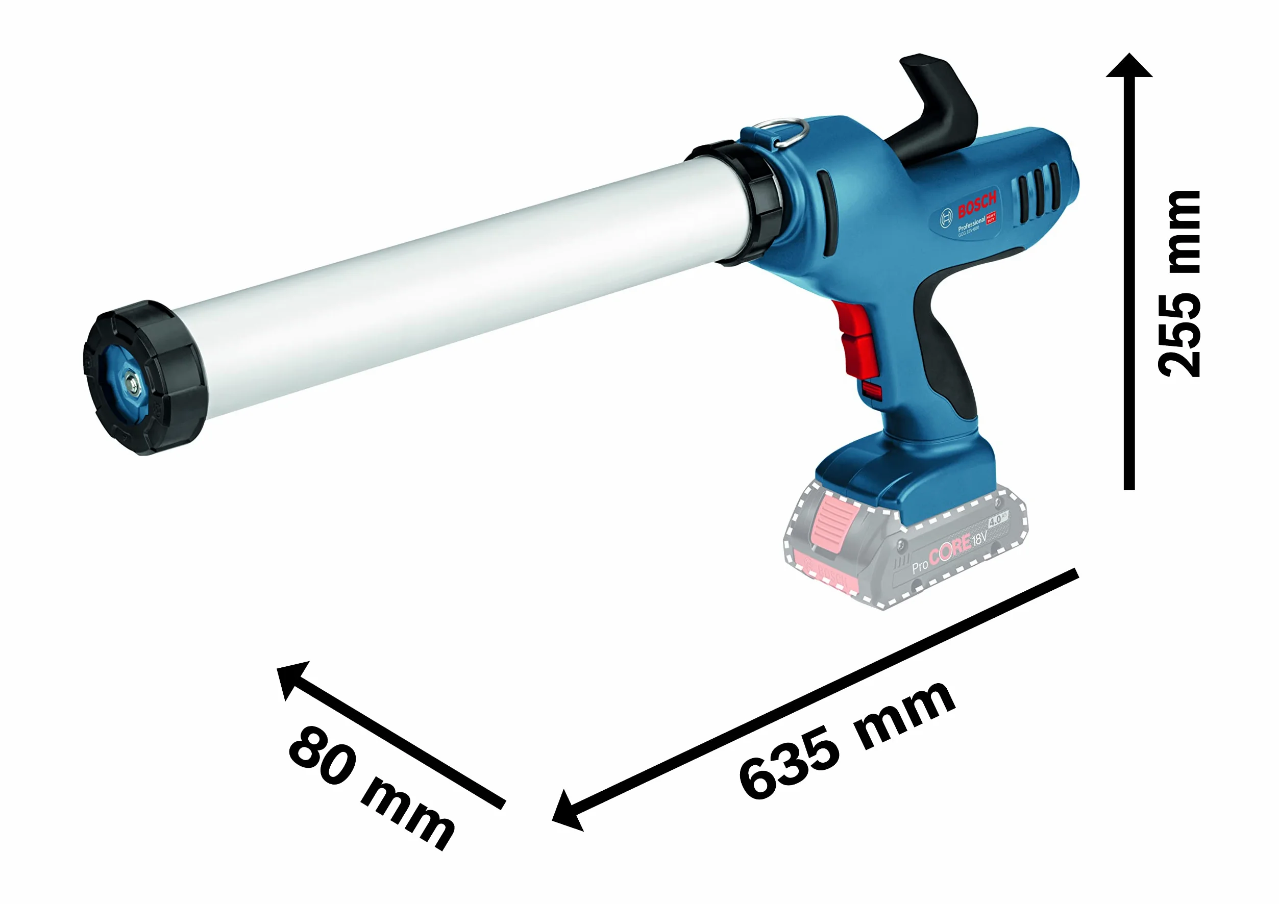 Bosch Professional 06019C4001 Pistola per Cartucce GCG 18V-600, senza Batteria, Cartuccia da 400 ml, in Scatola di Cartone, 18V, Blu