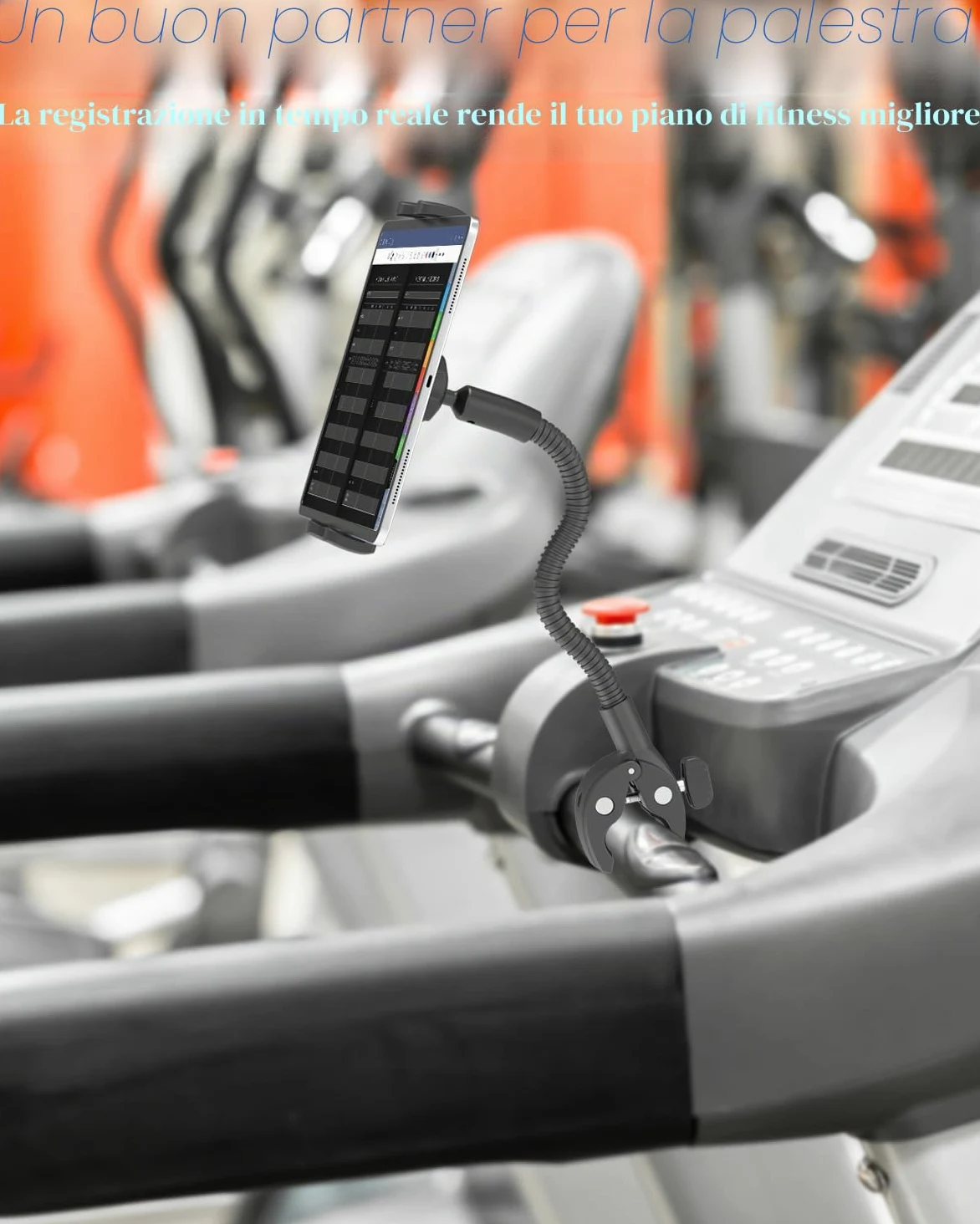 Tapis Roulant Cyclette Spin Bike Supporto - [Metallo a Collo Oca], Supporto Tablet Moto, Porta Bicicletta per iPad 2024 iPad Mini Air, 4.7-12.9" Tablet Cellulari