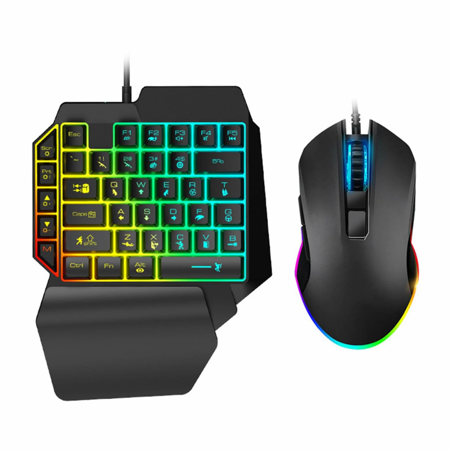 SHINEOFI Tastiera da Gioco Facile da Installare e Mouse con Retroilluminazione Led Operazione Precisa Design in ABS Nero Set per Dormitori e Intrattenimento a Casa