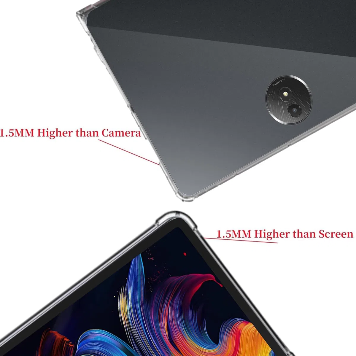 MEMELOKA Custodia per TCL Tab Nxtpaper 11 Plus 11.5 Pollici + 2 Pezzi Vetro Temperato, Cover Protezione in TPU Morbido Ultra-Sottile con Airbag in Silicone Rinforzato