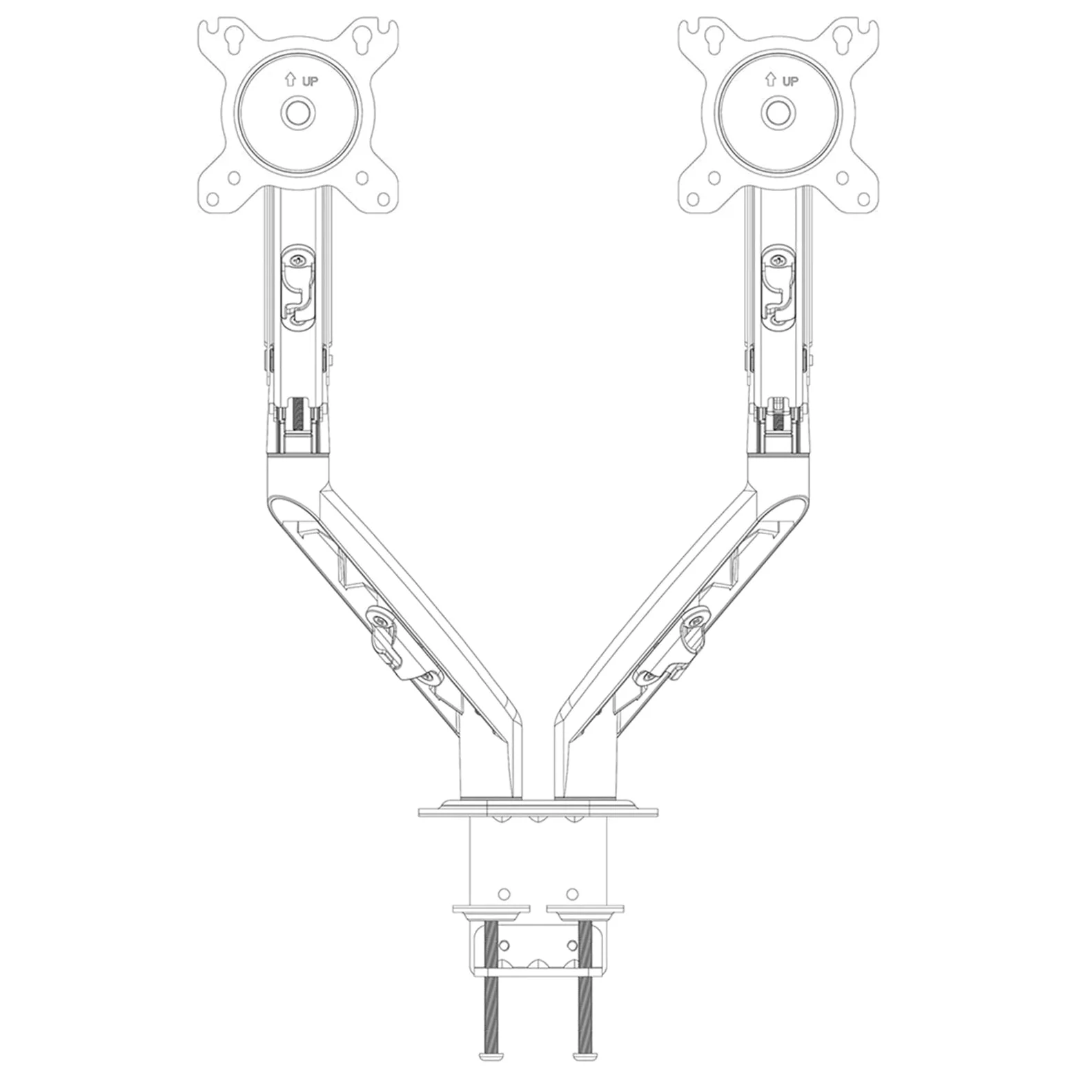 Supporto da scrivania per monitor Supporto for monitor doppio - Supporto da scrivania for monitor con braccio doppio con molla a gas regolabile in altezza, adatto a due schermi da 13~27", ciascun brac