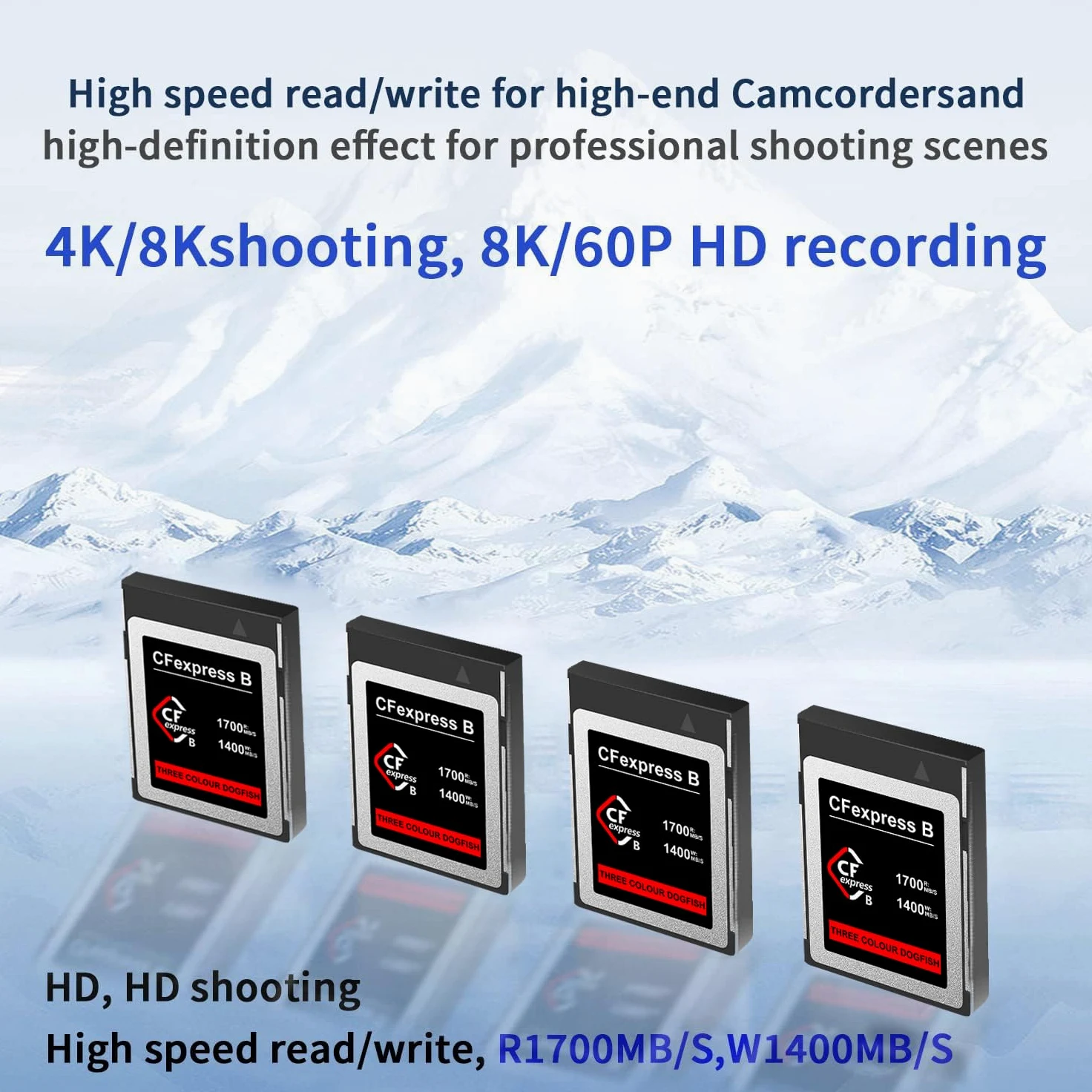 Dogfish 128GB Scheda di Memoria CFexpress Tipo B, Fino a 1700MB/s Foto e Video RAW 8K 4K, per videocamere Nikon Canon Panasonic