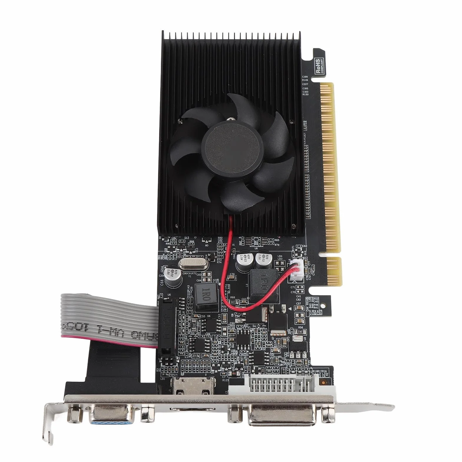 Scheda Grafica da Gioco DDR3 da 2 GB, Scheda Video PCI Express 2.0 X16 con Porta VGA DVI, GPU per Computer Desktop a Basso Profilo per PC da Gioco