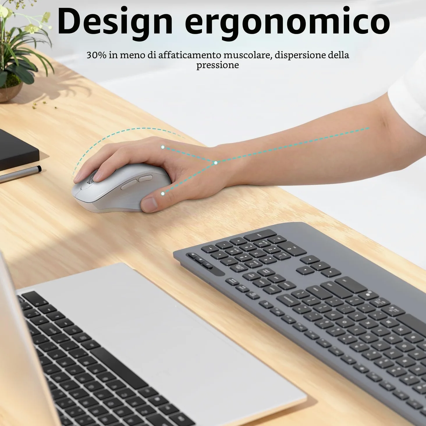 INFINMIND Mouse wireless, Multi-Dispositivo Bluetooth, ricevitore USB 2.4G e doppio Bluetooth, rotella di scorrimento 4 direzioni silenzioso per computer, laptop, PC, MacBook, iPad (Bianco)