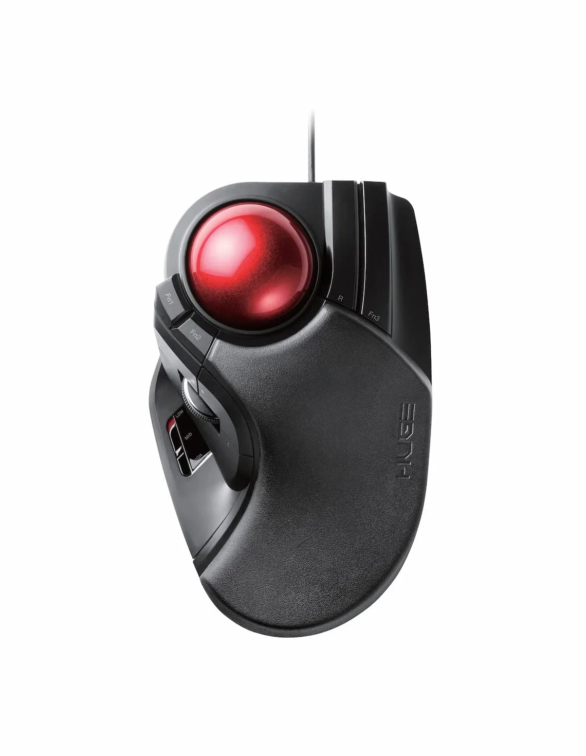 ELECOM HUGE Trackball Mouse, cablato, azionato con dito, funzione a 8 pulsanti, poggiapolsi attaccato, 52 mm palla rossa liscia Windows11, macOS (M-HT1URBK)
