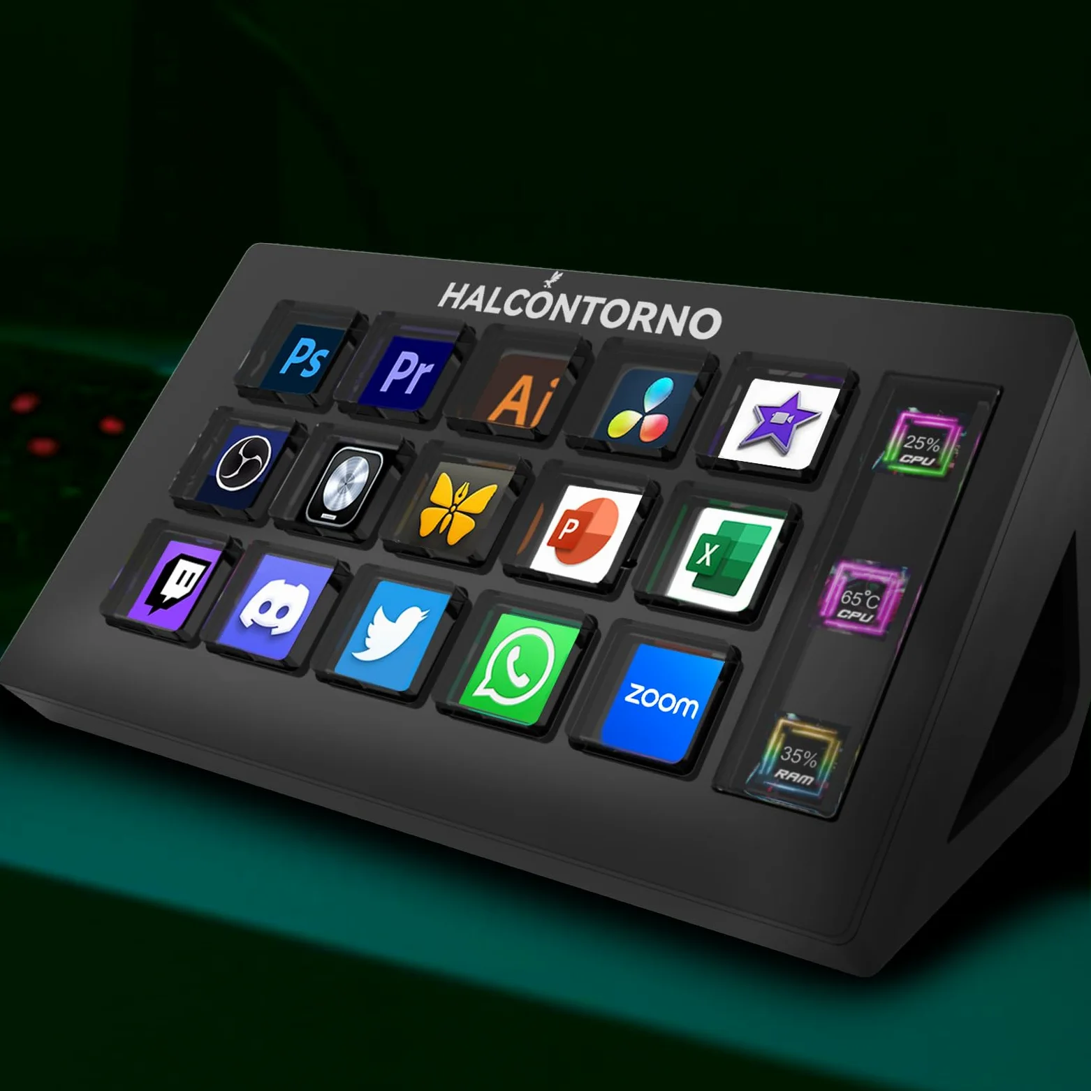 HALCONTORNO Stream Dock Slim - Steamdeck per PC Mac, Controller di streaming cablato per creatori di contenuti, tastiera macro programmabile, configurazione di gioco in streaming, OBS Studio YouTube