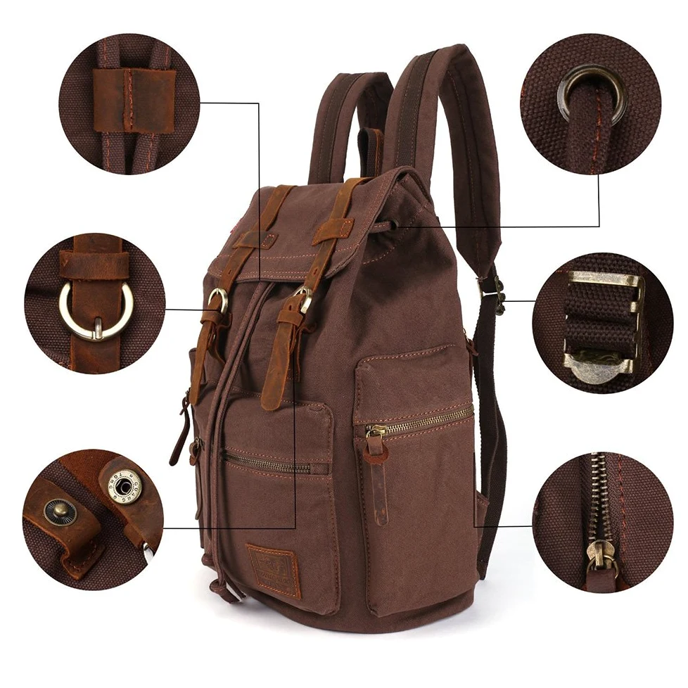 YuHan Zaino in tela unisex vintage casual per computer portatile MacBook zaino scuola scuola scuola zaino in tela