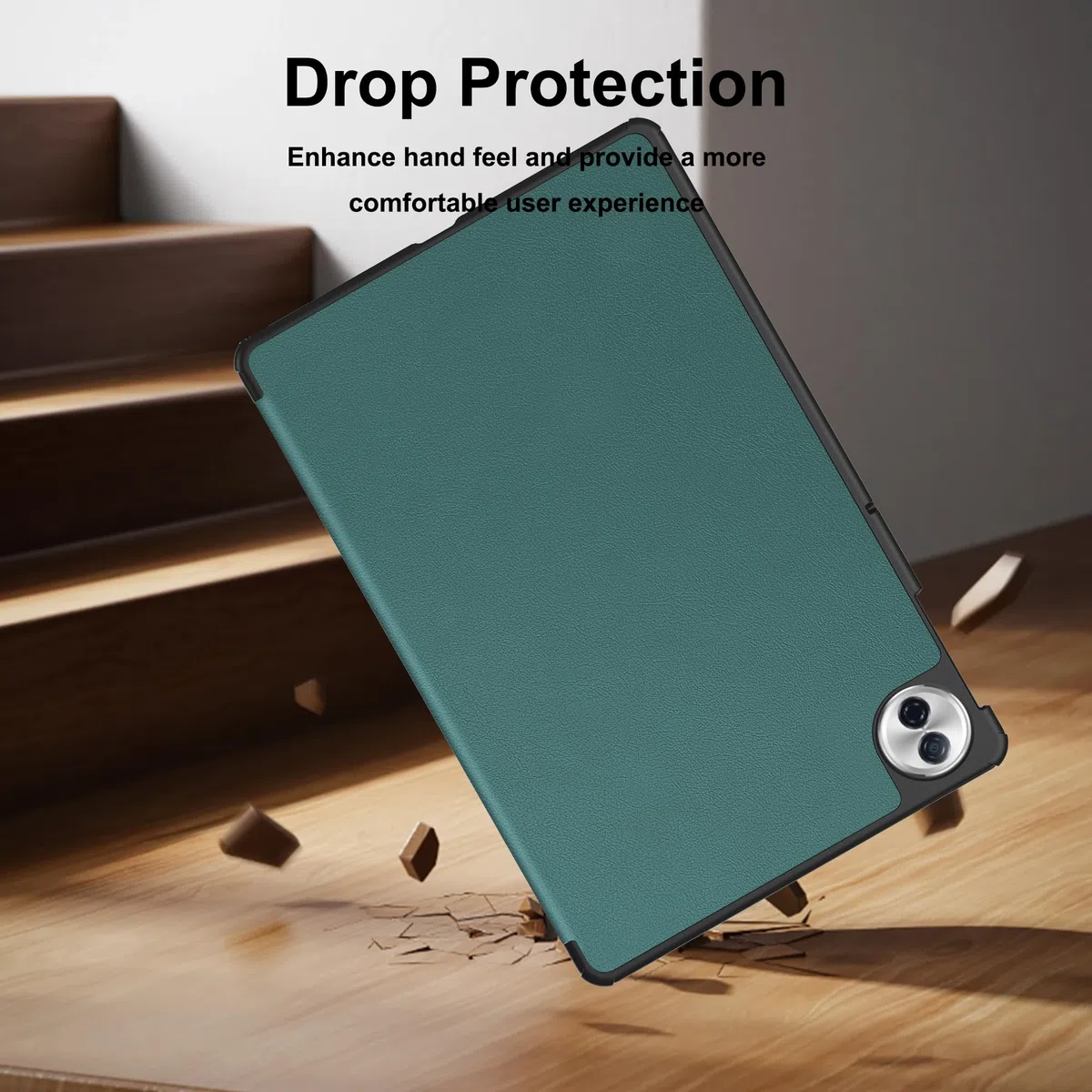 Custodia per Honor Pad 10 12.1" 2025 Cover in Pelle Case, + [1 Pezzi] Vetro Temperato Pellicola Protettiva [Auto Svegliati/Sonno][Supporto Funzione ] [Anti-Scratch] Nero