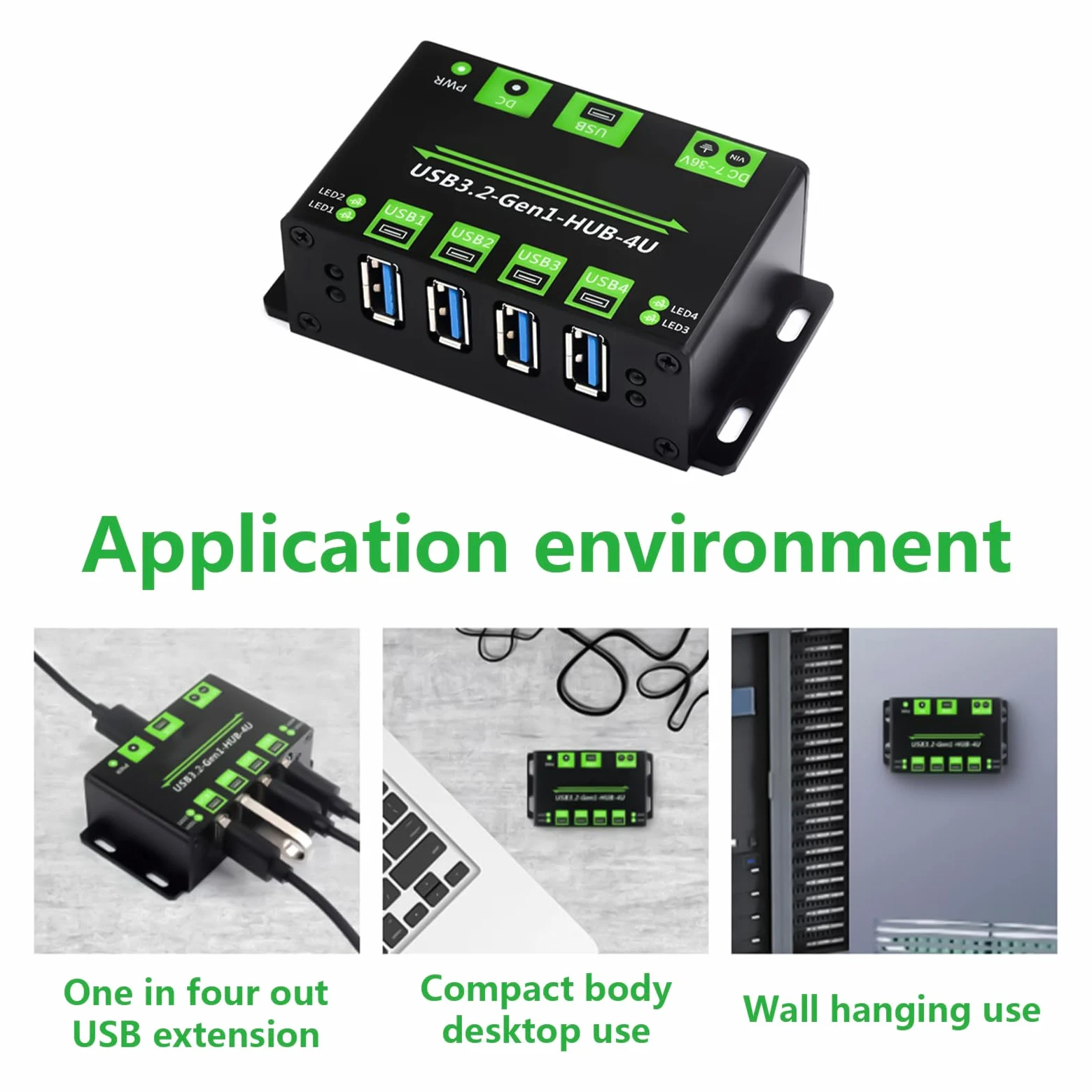 Hub USB 3.2 Gen1 a 4 porte ad alta velocità con 7 interfacce di alimentazione 36V per la ricarica stabile del dispositivo