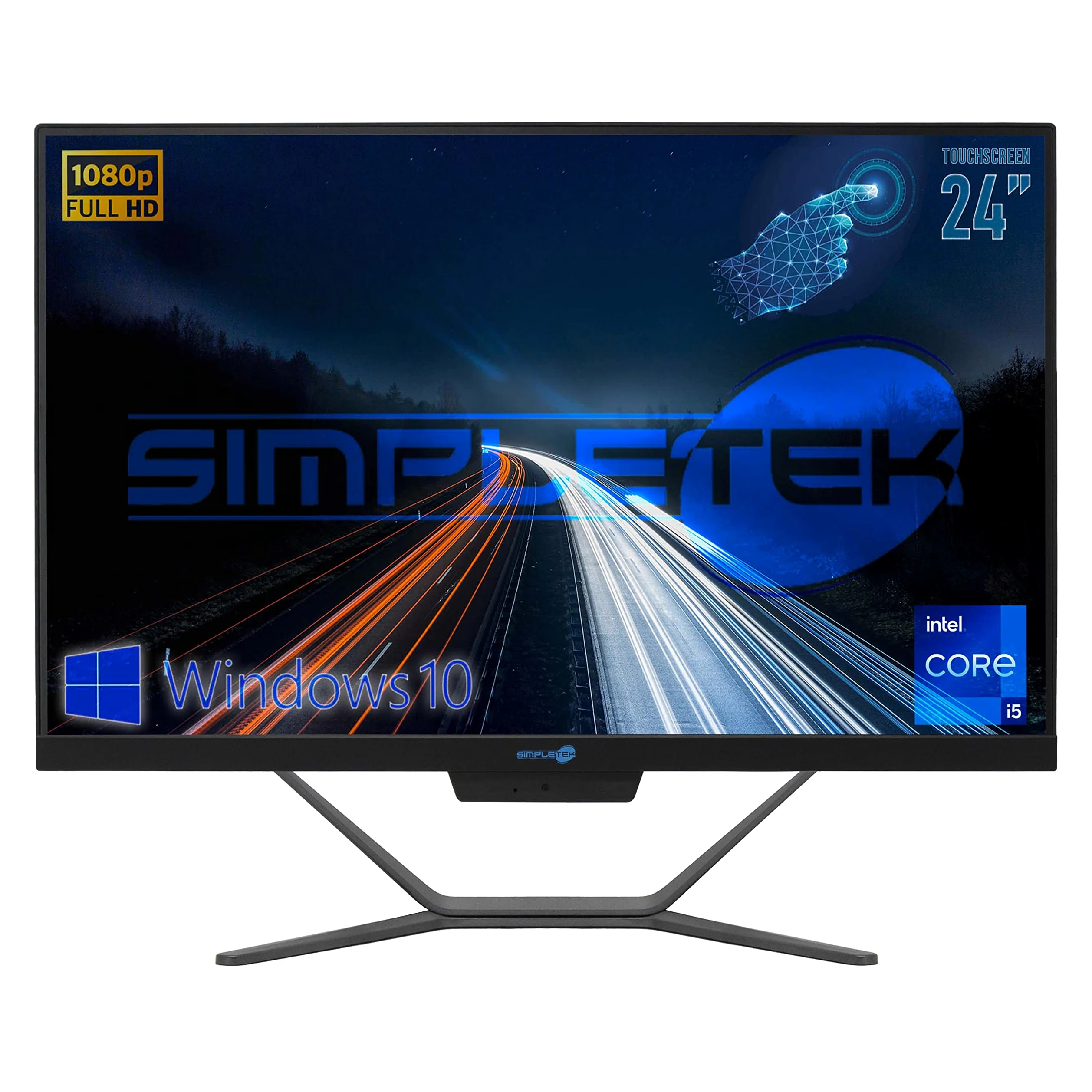 SIMPLETEK PC All in One 24” TouchScreen Full HD Core i5 Fino a 3.20GHz | Windows 10 Pro 8GB RAM SSD 240GB | Webcam integrata WiFi5 Bluetooth 4.2 Desktop Computer Fisso Aio
