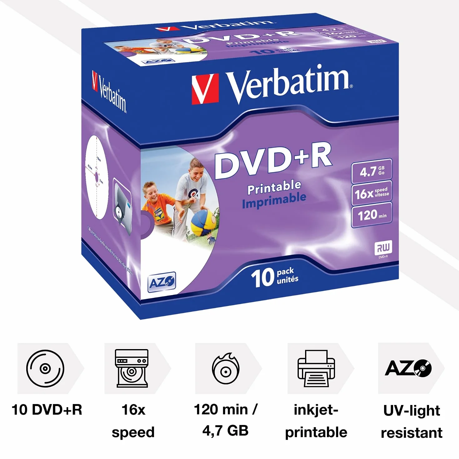 Verbatim Dvd+R 2.0/4 7Gb Stamp. 16X Cf.10 Xx