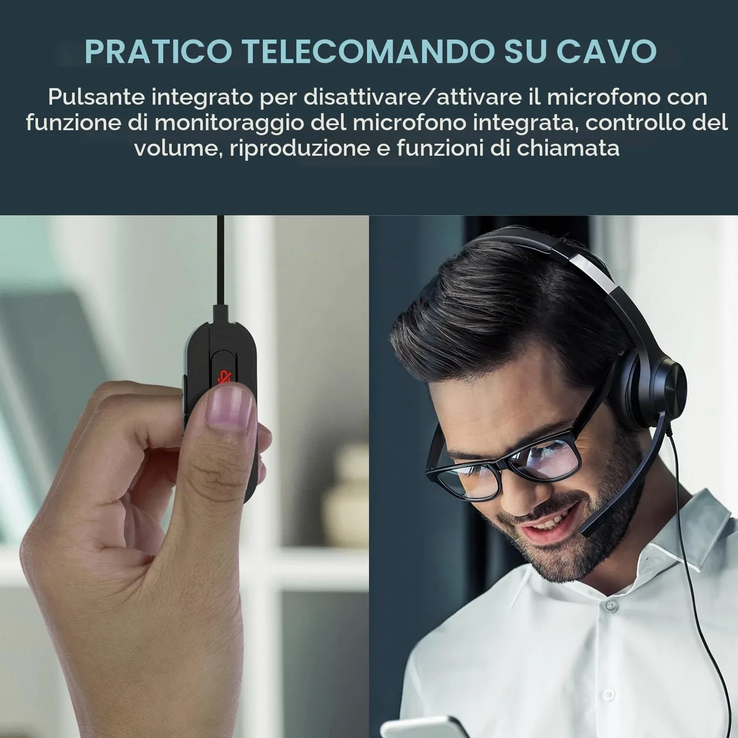 CREATIVE Cuffie on-ear Chat USB con microfono antirumore con SmartComms Kit, controllo della riproduzione e delle chiamate e pulsante di disattivazione microfono, per PC/Mac/console