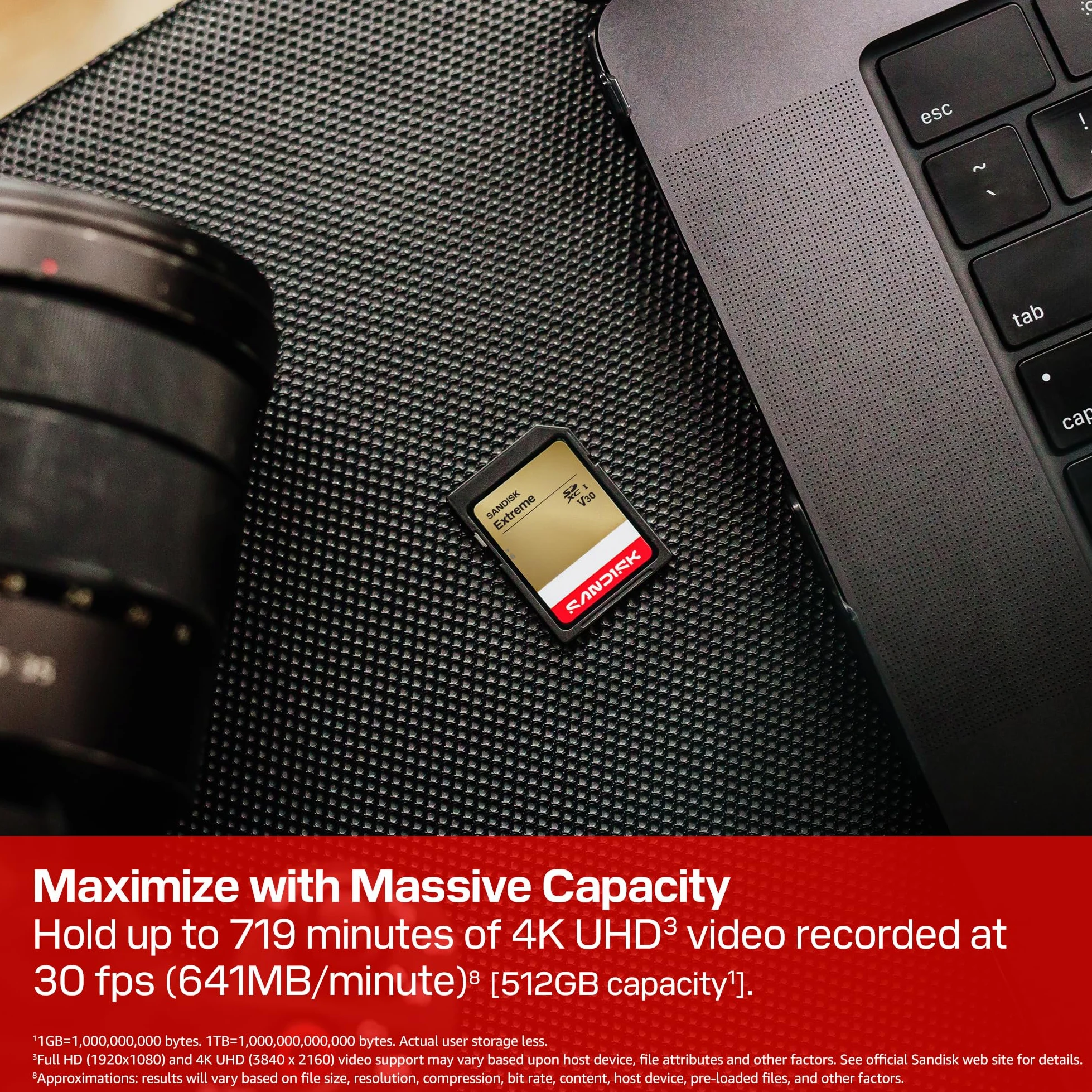 SANDISK Extreme Scheda SD UHS-I da 256 GB (fino a 230 MB/s velocità di lettura e fino a 160 MB/s velocità di scrittura, video in 4K UHD, U3, V30) SANDISK Memory Zone App