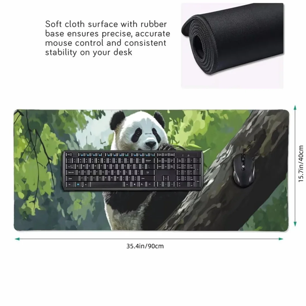 Tappetino Mouse XXL 1400x600x3mm Tappetino Mouse Foresta Panda Gigante Impermeabile Tappetino Mouse Pad XXL Tappetino Scrivania, Base Antiscivolo Migliora Precisione e Velocità per Desktop/Ufficio
