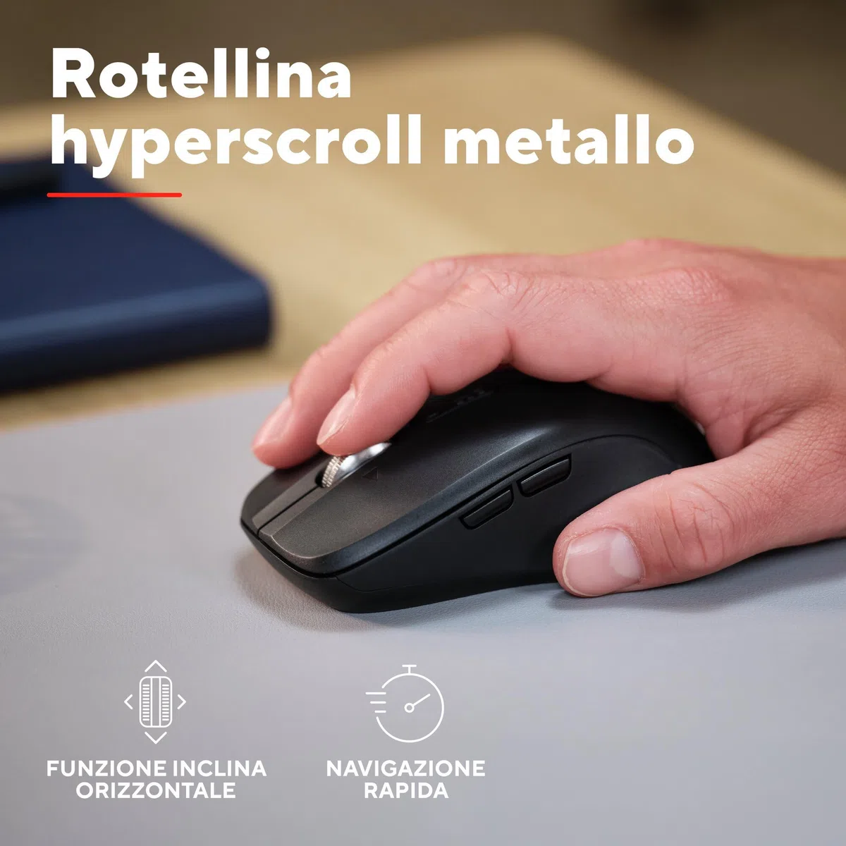 Trust Treva Mouse Wireless con Rotellina Ultra Rapida e Scorrimento Orizzontale, Bluetooth + 2.4GHz, Pulsanti Silenziosi, 85% Plastica Riciclata, Mouse Bluetooth Multi-Dispositivo per PC Mac, Nero