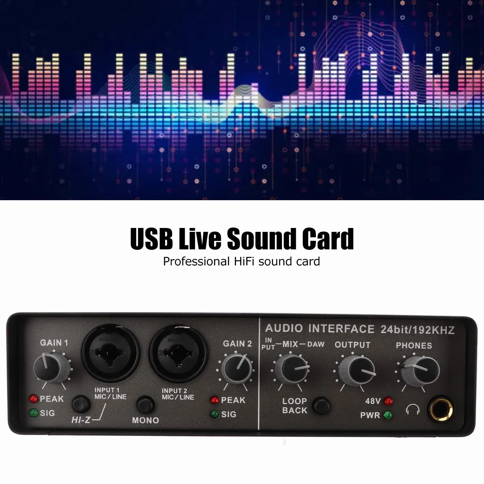 Scheda Audio Live USB, 24BIT 192KHZ Registrazione Professionale Scheda Audio Trasmissione Live Studio Interfaccia USB 2.0 per Trasmissione Live