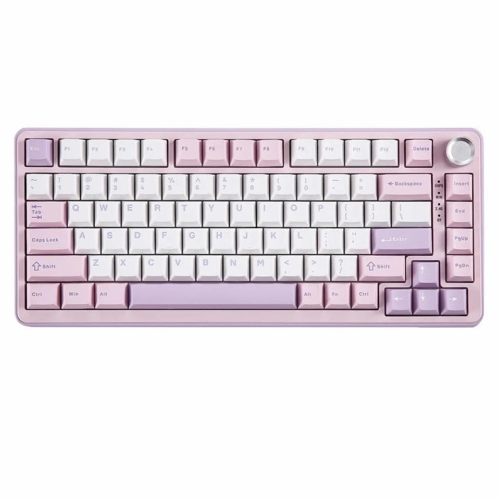 Tastiera da gioco meccanica wireless a 82 tasti B75 PRO Nera 75% Guarnizione a 82 tasti Hot Swap Personalizzata RGB BT Type-C 2.4G Manopola cremosa compatibile con 5420(Purple)