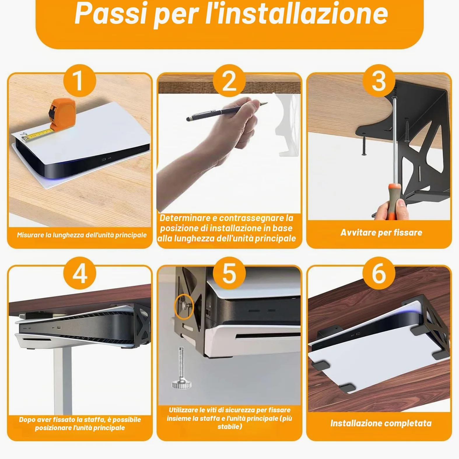 Supporto da scrivania per controller PS5, supporto da tavolo per PS5, supporto da parete compatibile per PS5/Slim facile installazione da attaccare