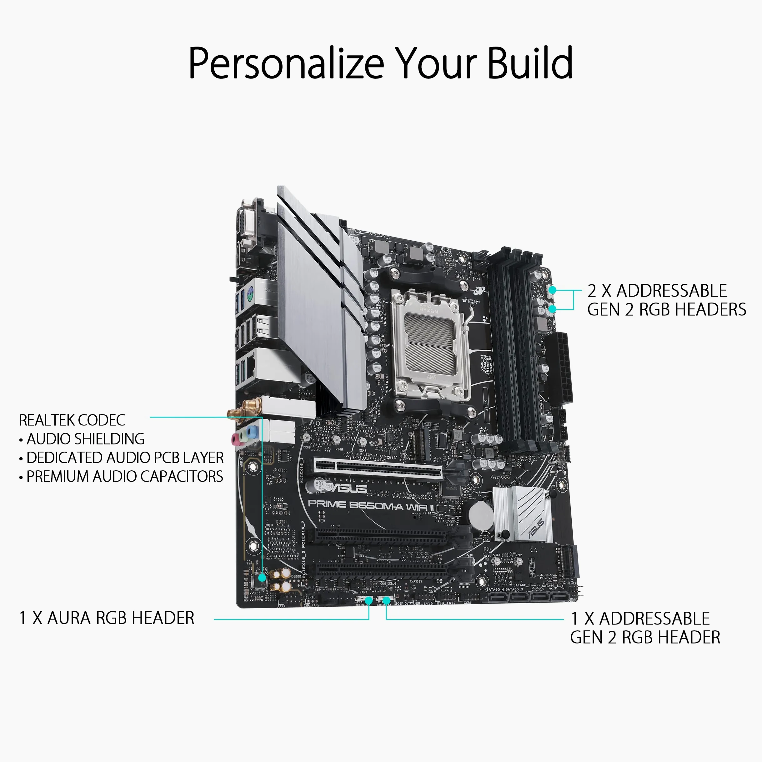 ASUS B650EM MAX GAMING WIFI, Scheda Madre AMD mATX, Slot DDR5, PCIe 5.0 Ready, Tre Slot M.2, Wi-Fi 6, Ethernet Realtek 1Gb, DisplayPort, HDMI, Porte USB-A e USB-C da 10Gbps, BIOS FlashBack, Aura Sync