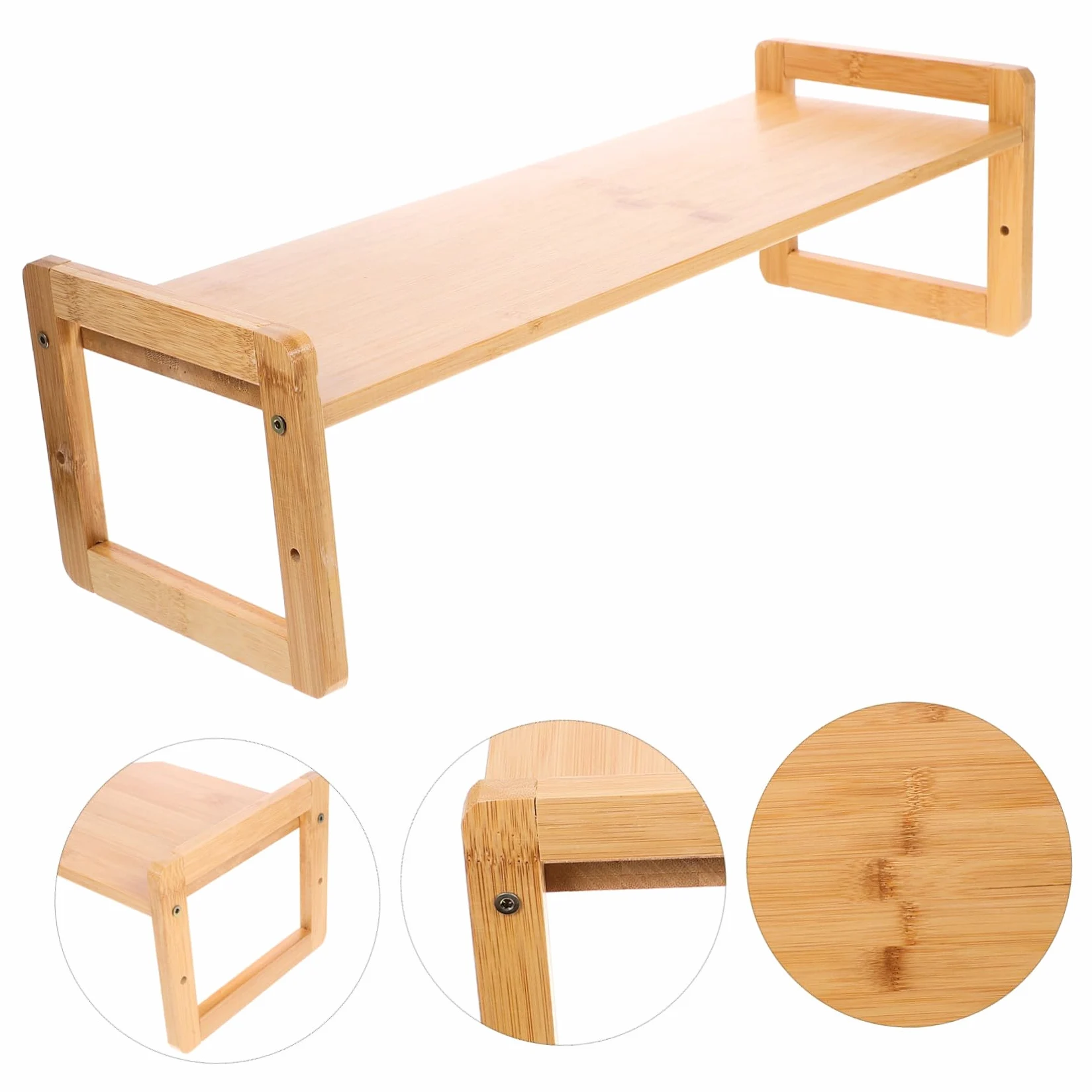 Supporto Monitor da Scrivania in Bamboo Ergonomico Rialzo Compatto per Computer con Elevata capacità di Carico Regala Benessere e Migliora l’Assetto per Ufficio e Casa