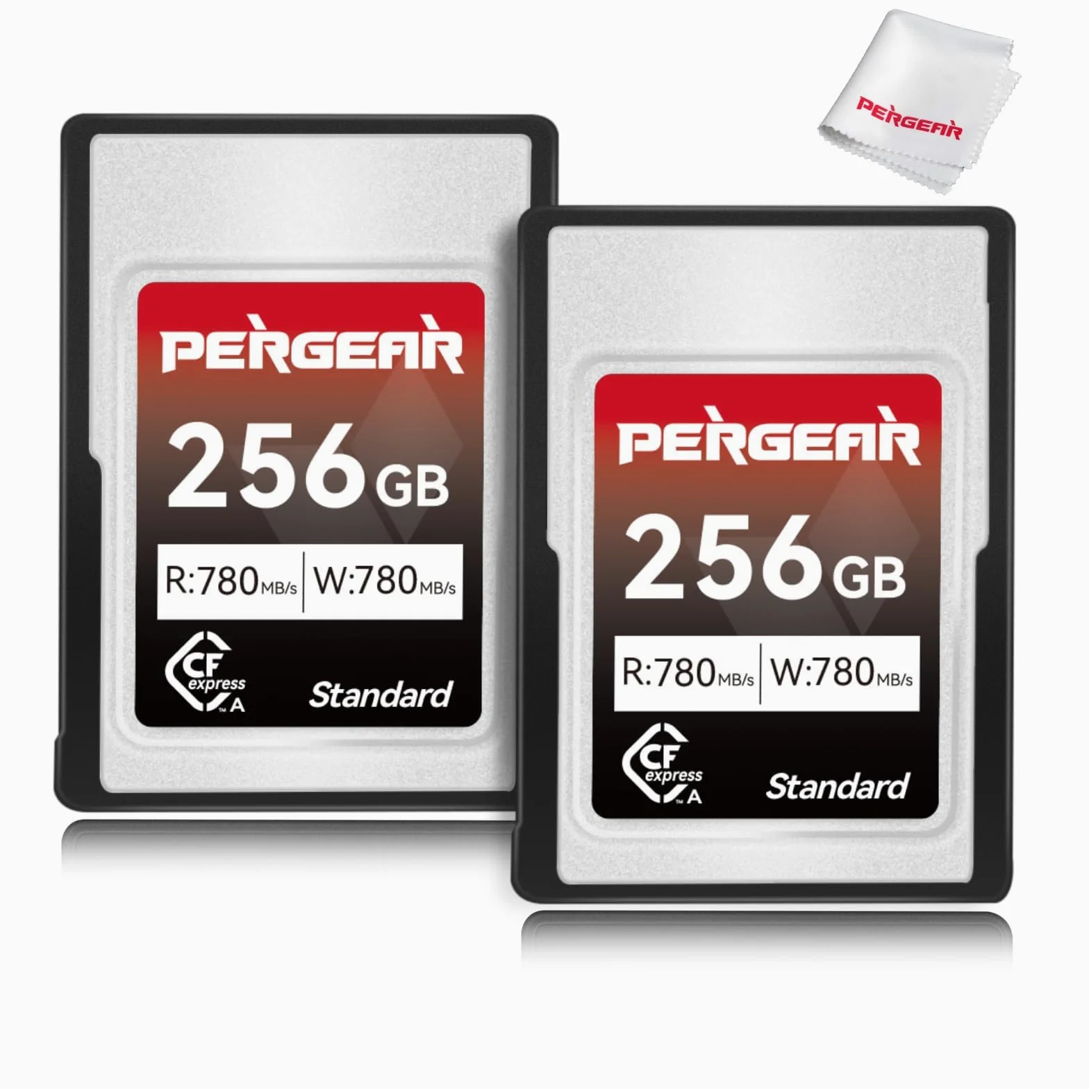 Pergear Serie Standard 256GB Scheda di Memoria CFexpress Tipo A da Velocità di lettura fino a 780MB/s e Velocità di scrittura 780MB/s per registrazione 4K 120P, 8K 30P(confezione da 2), per Alpha e FX