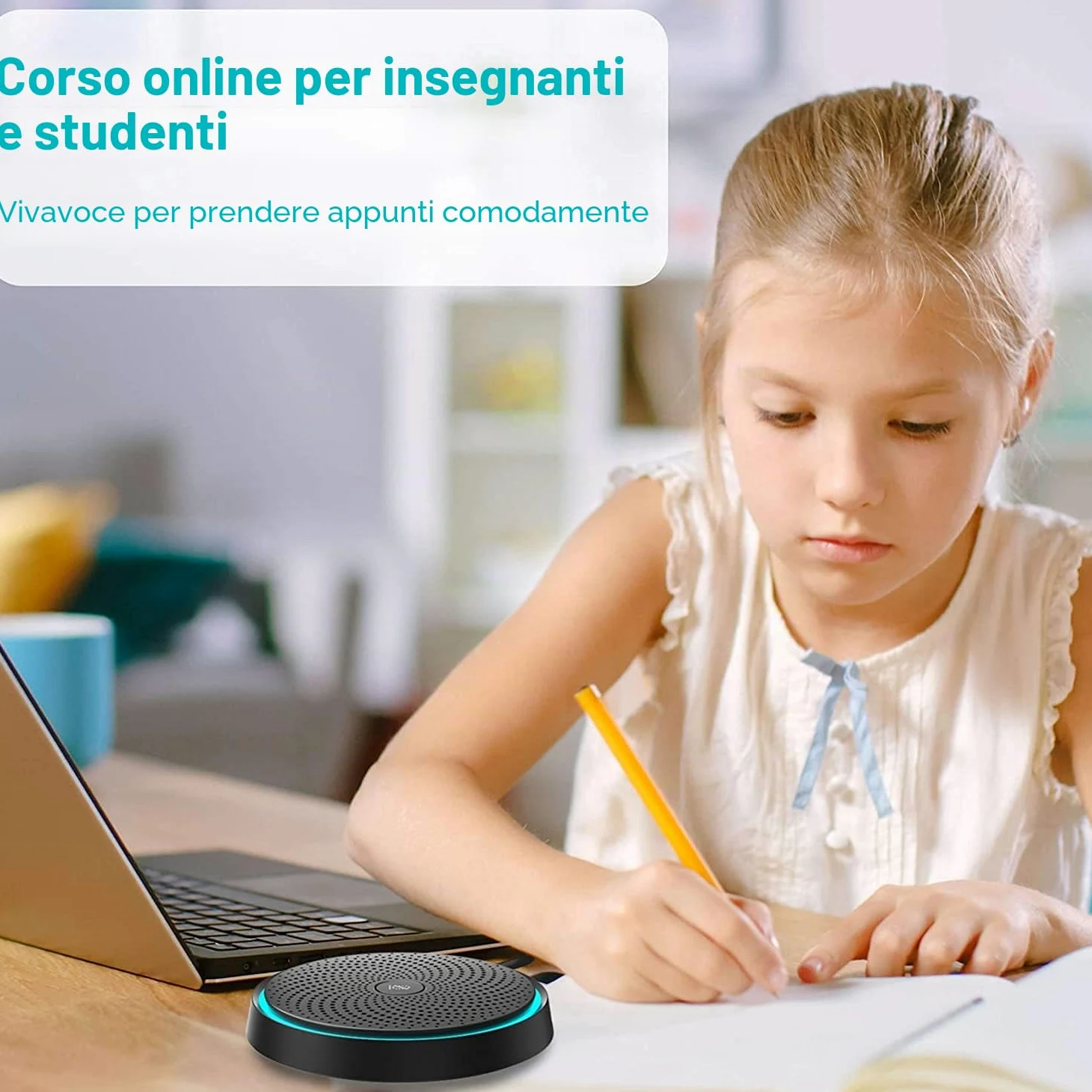 MONODEAL Microfono USB per Conferenza, Microfono per PC Video Conferenza, Registrazione, Skype, Classe Online, Giochi, Zoom, Plug & Play Compatibile con Mac Windows PC